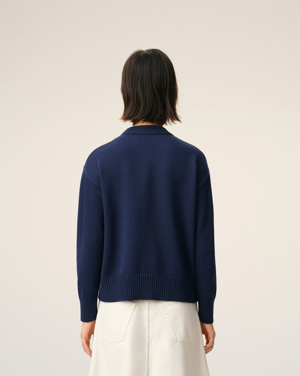 Blue Wool And Cotton Crewneck Ami De Coeur Sweater