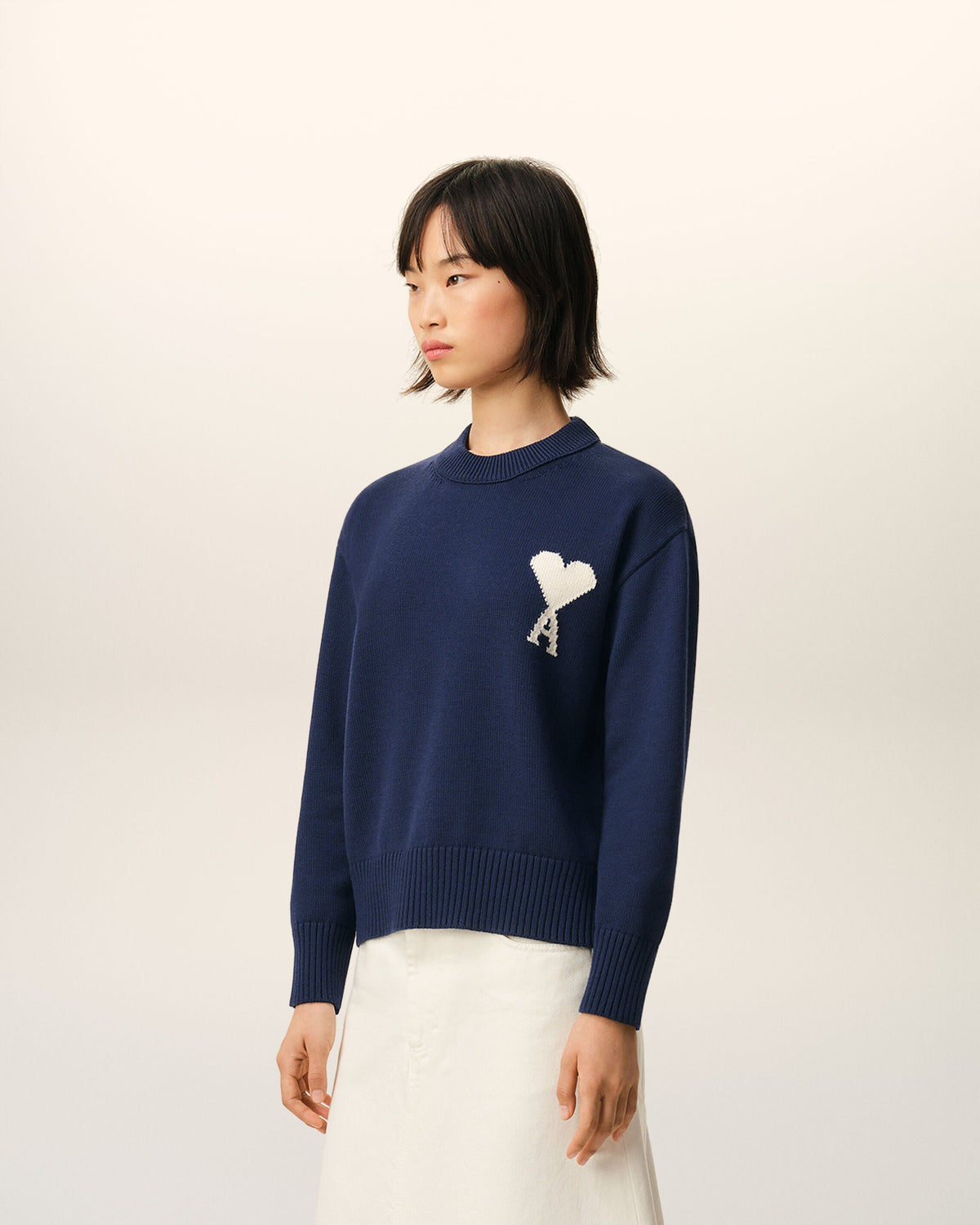 Blue Wool And Cotton Crewneck Ami De Coeur Sweater