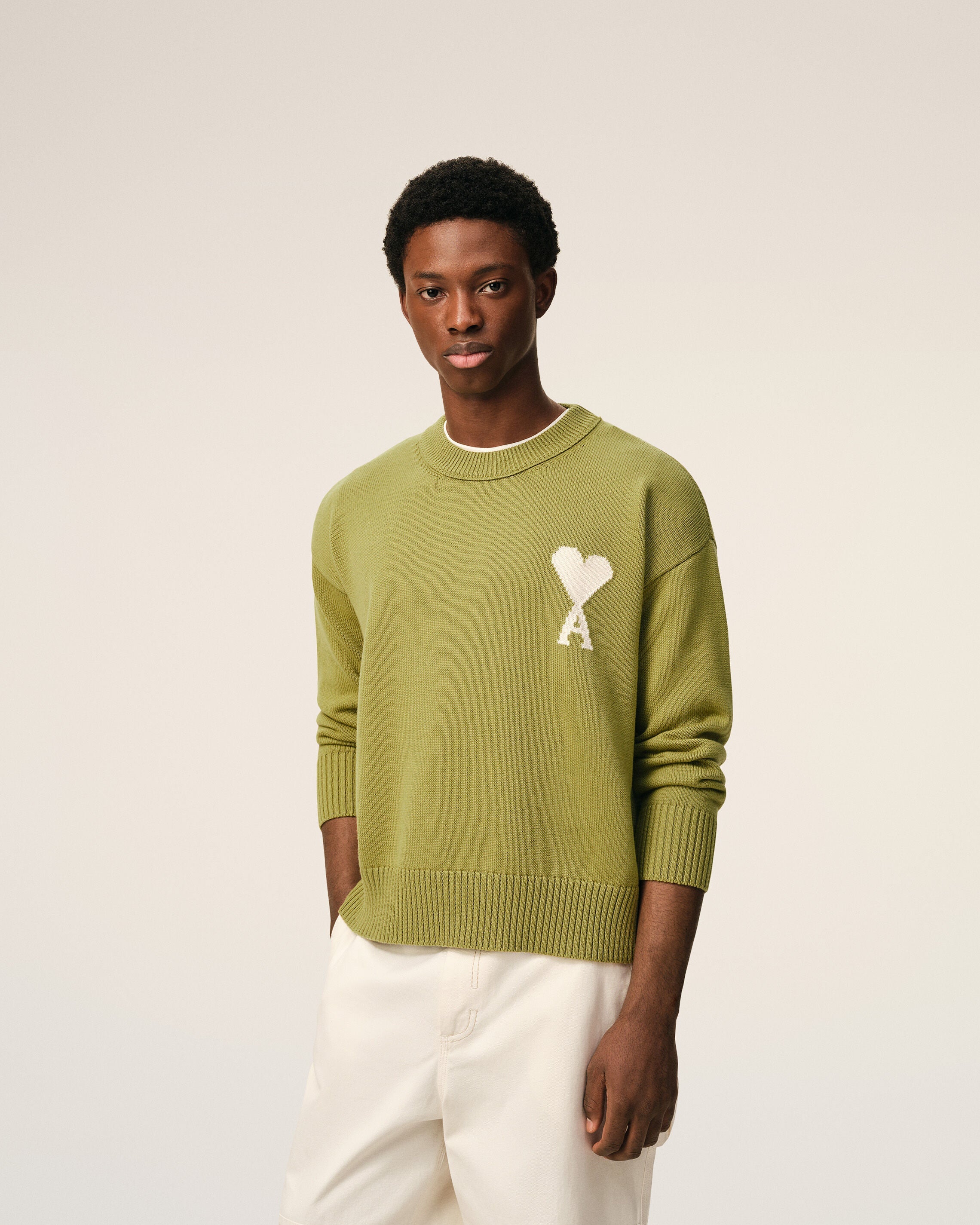 Green Wool And Cotton Crewneck Ami De Coeur Sweater