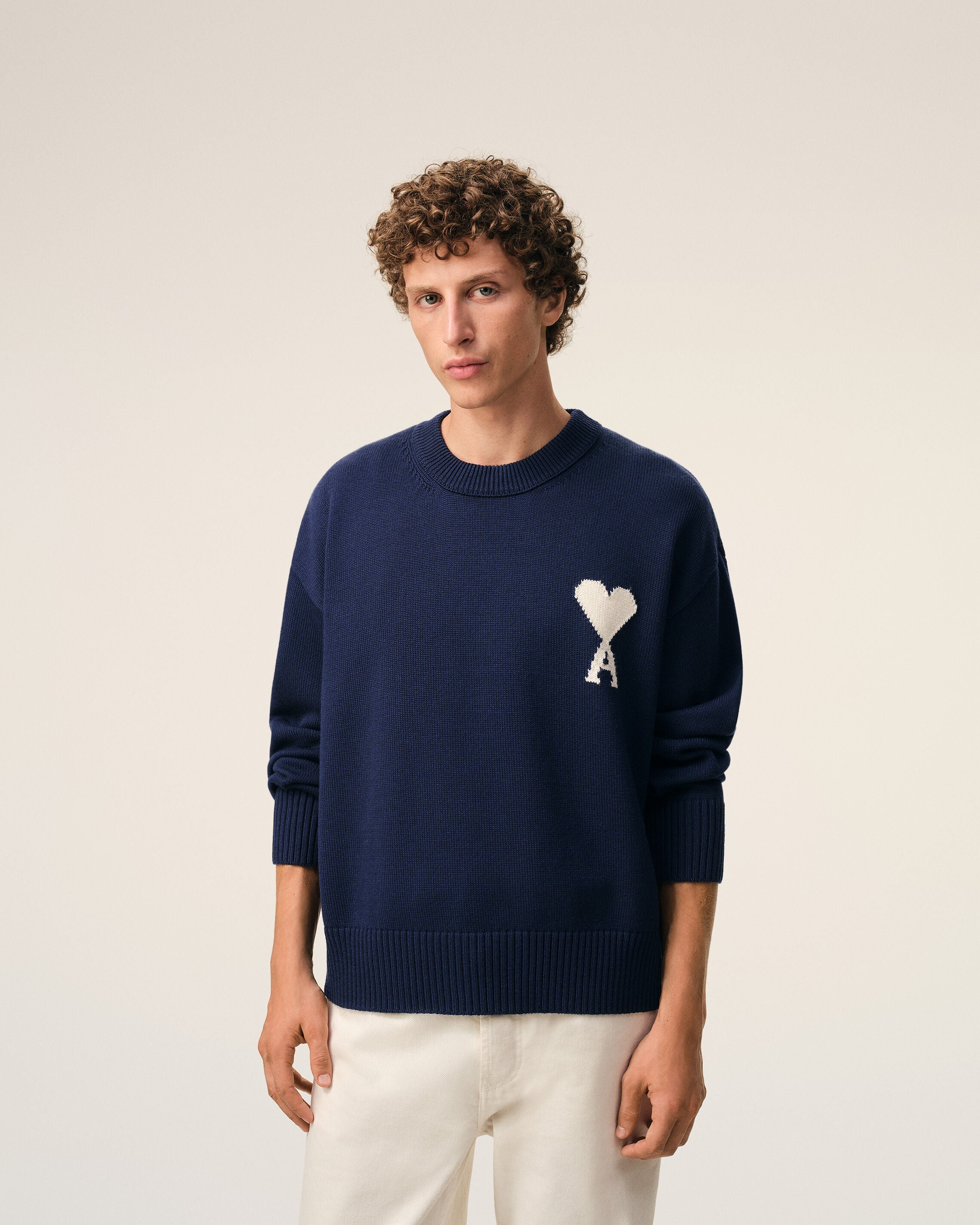 Blue Wool And Cotton Crewneck Ami De Coeur Sweater