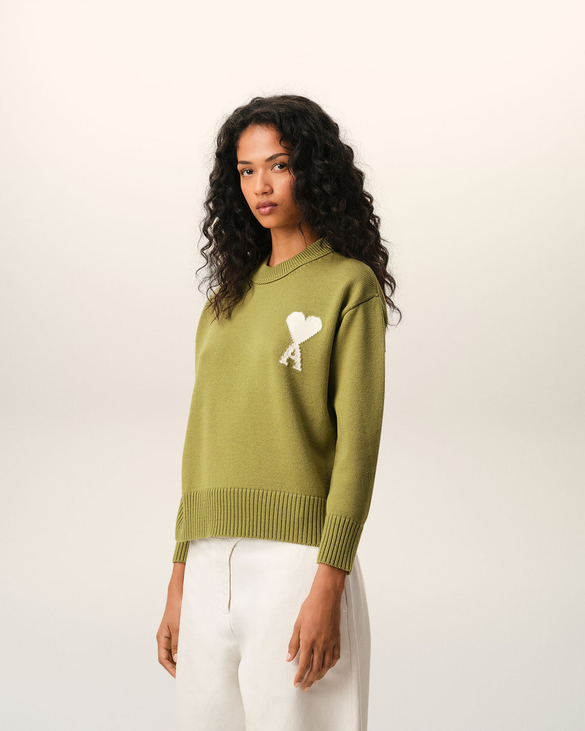 Green Wool And Cotton Crewneck Ami De Coeur Sweater