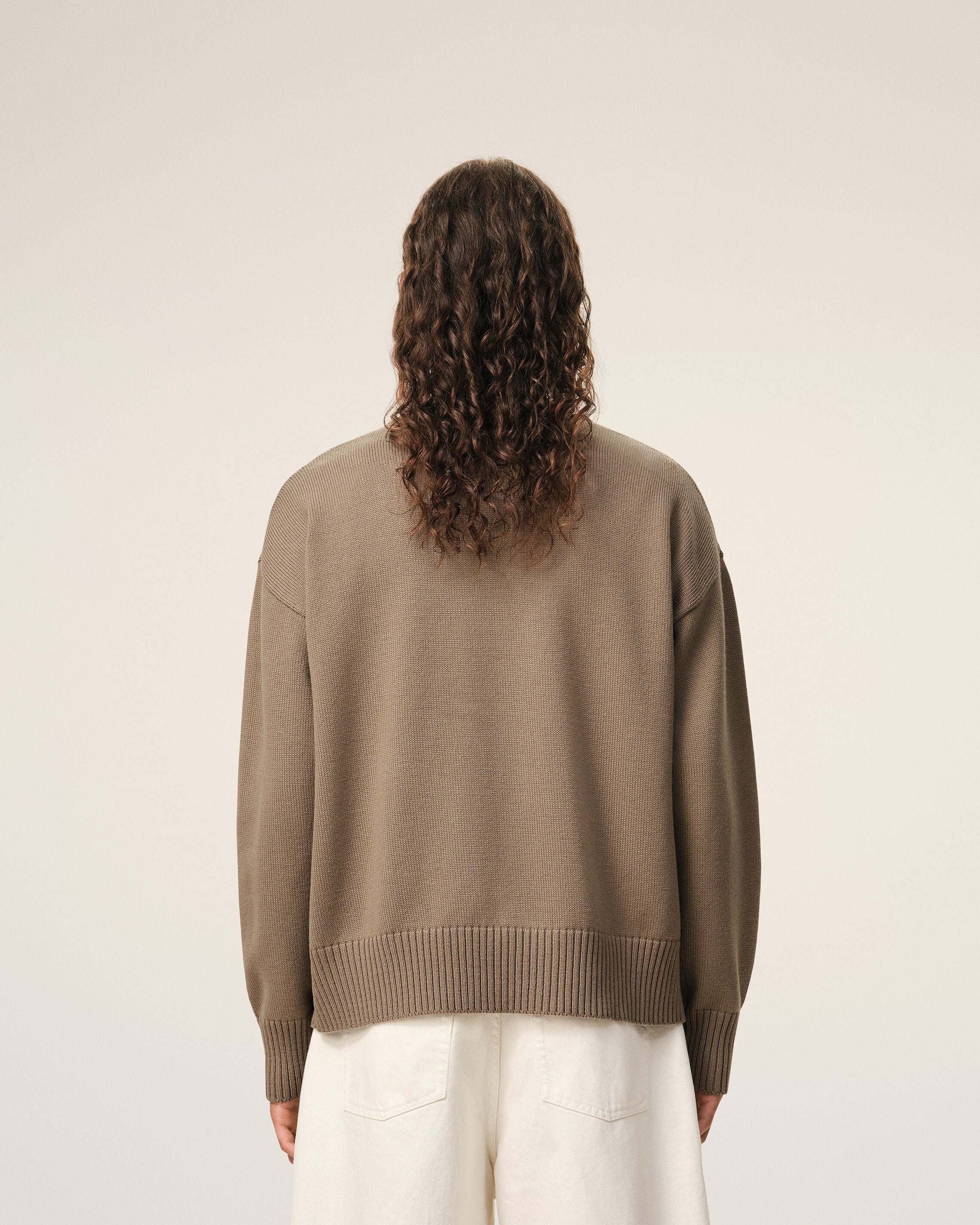 Beige Wool And Cotton Crewneck Ami De Coeur Sweater