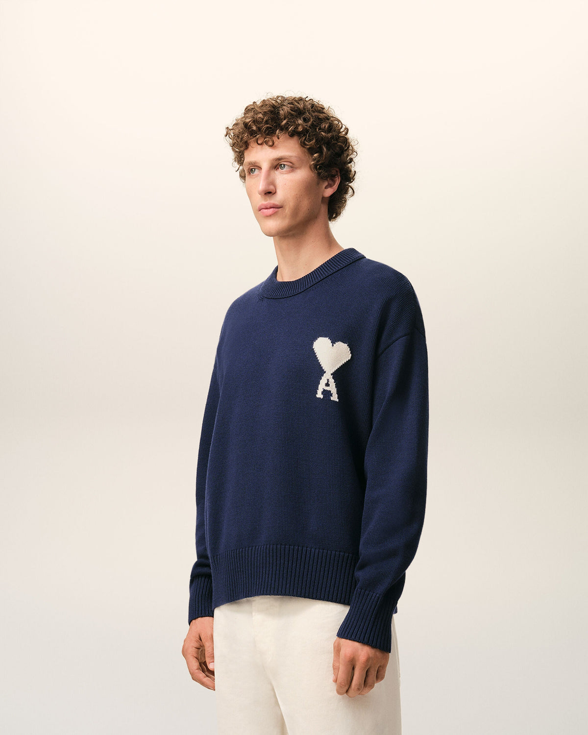 Blue Wool And Cotton Crewneck Ami De Coeur Sweater
