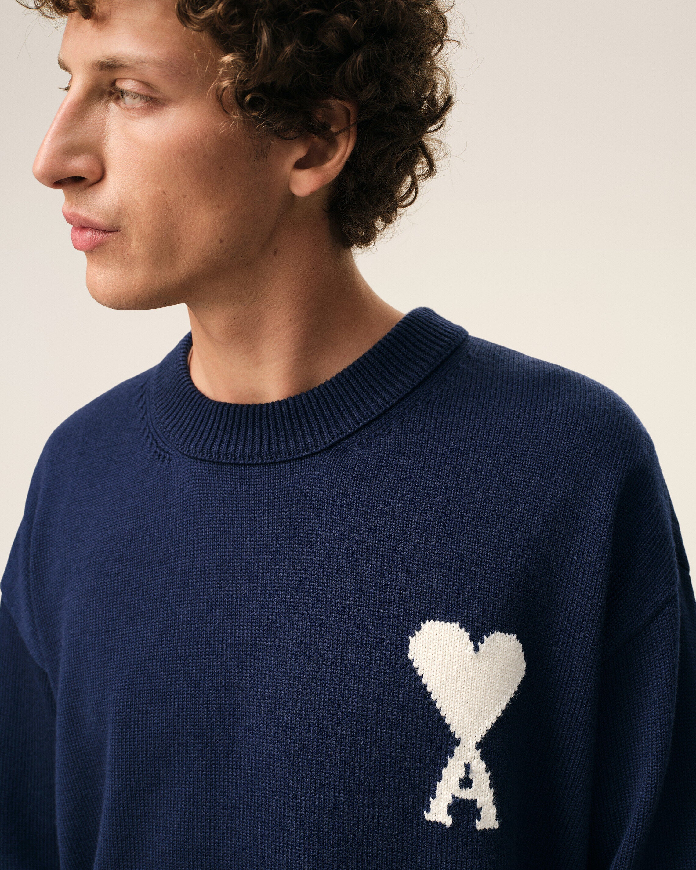 Blue Wool And Cotton Crewneck Ami De Coeur Sweater