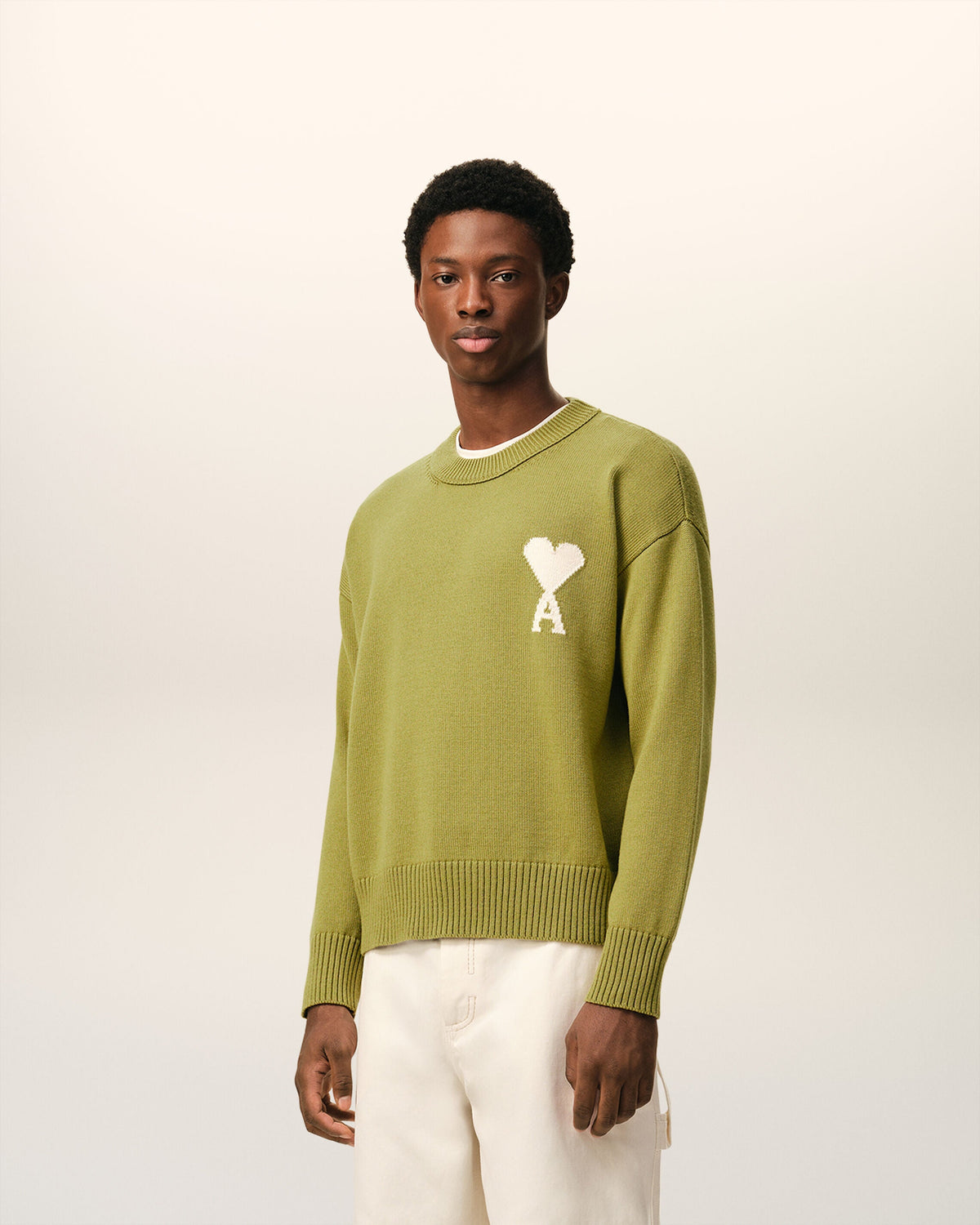 Green Wool And Cotton Crewneck Ami De Coeur Sweater