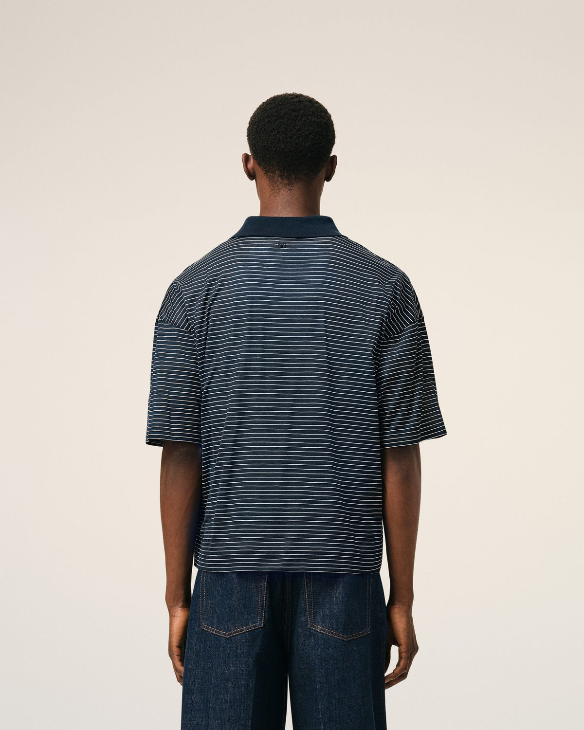Blue Cotton Striped Ami De Coeur Polo