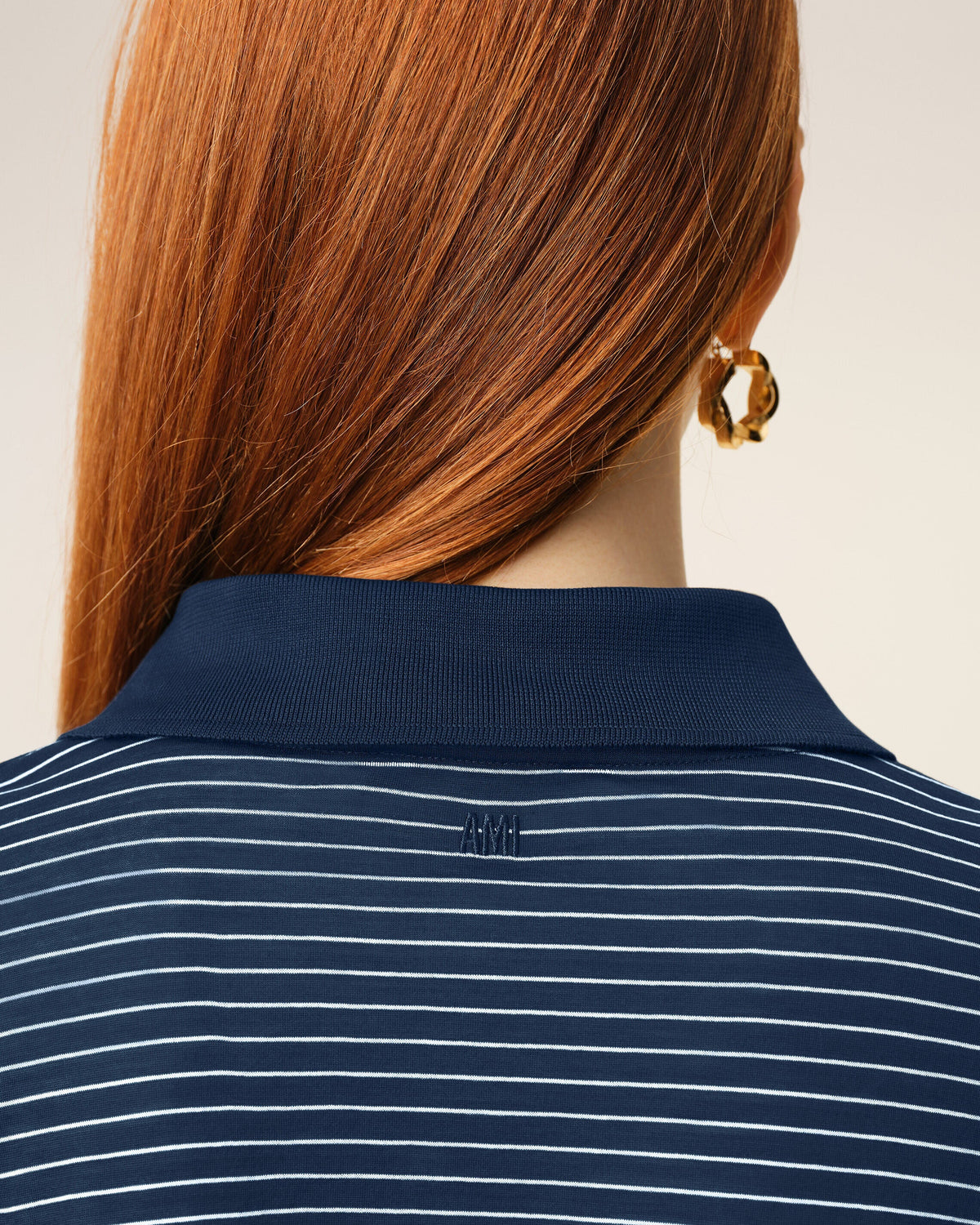 Blue Cotton Striped Ami De Coeur Polo
