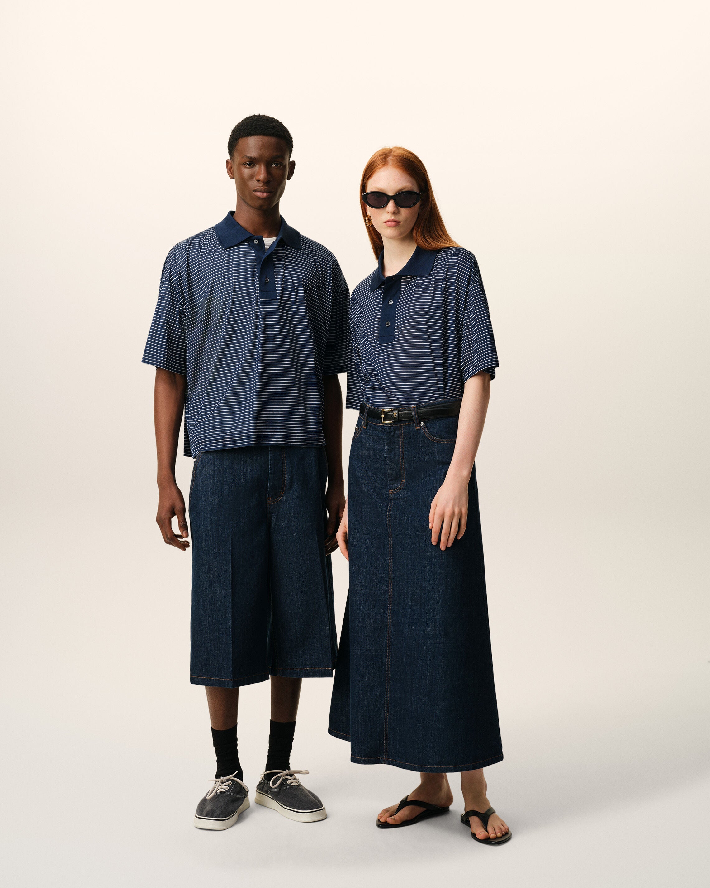 Blue Cotton Striped Ami De Coeur Polo