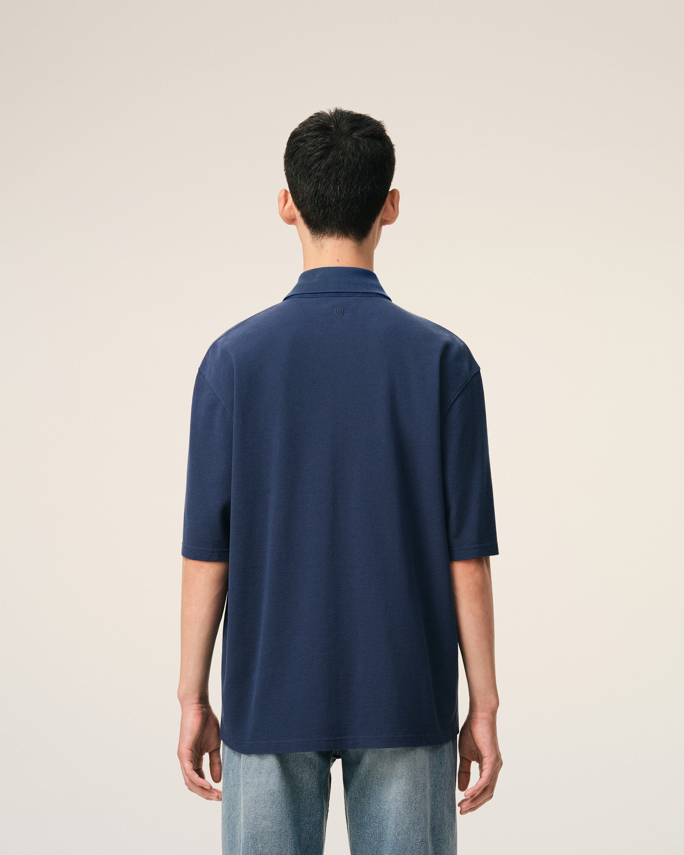 Blue Cotton Ami De Coeur Knitted Patch Polo