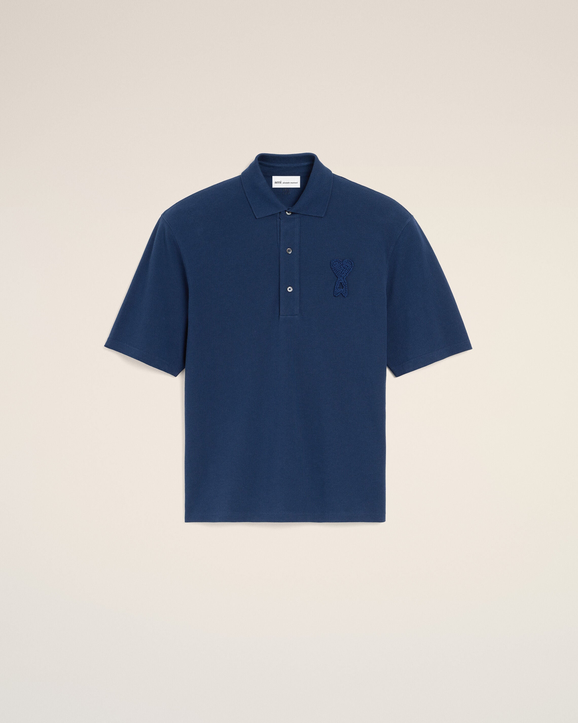 Blue Cotton Ami De Coeur Knitted Patch Polo