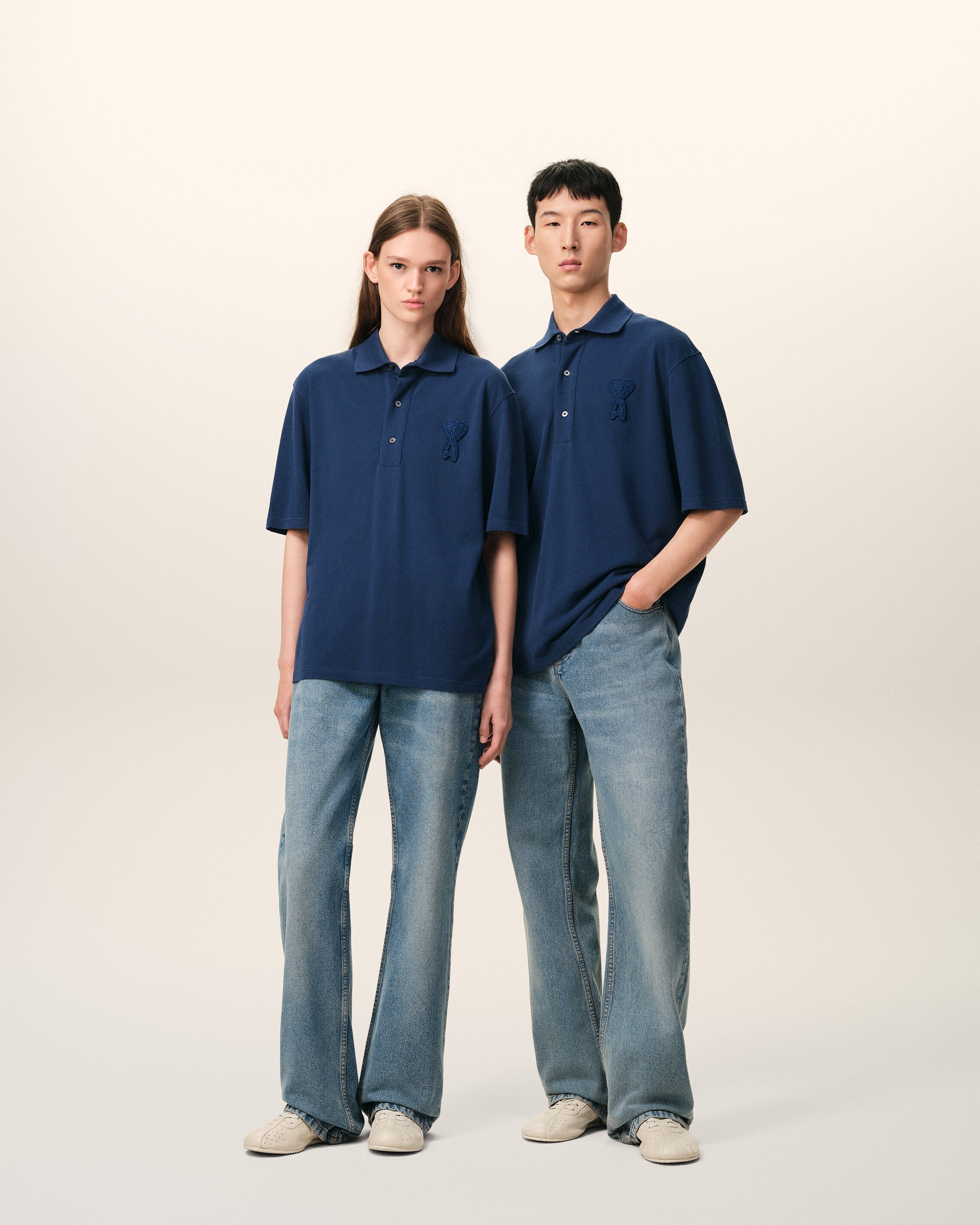 Blue Cotton Ami De Coeur Knitted Patch Polo