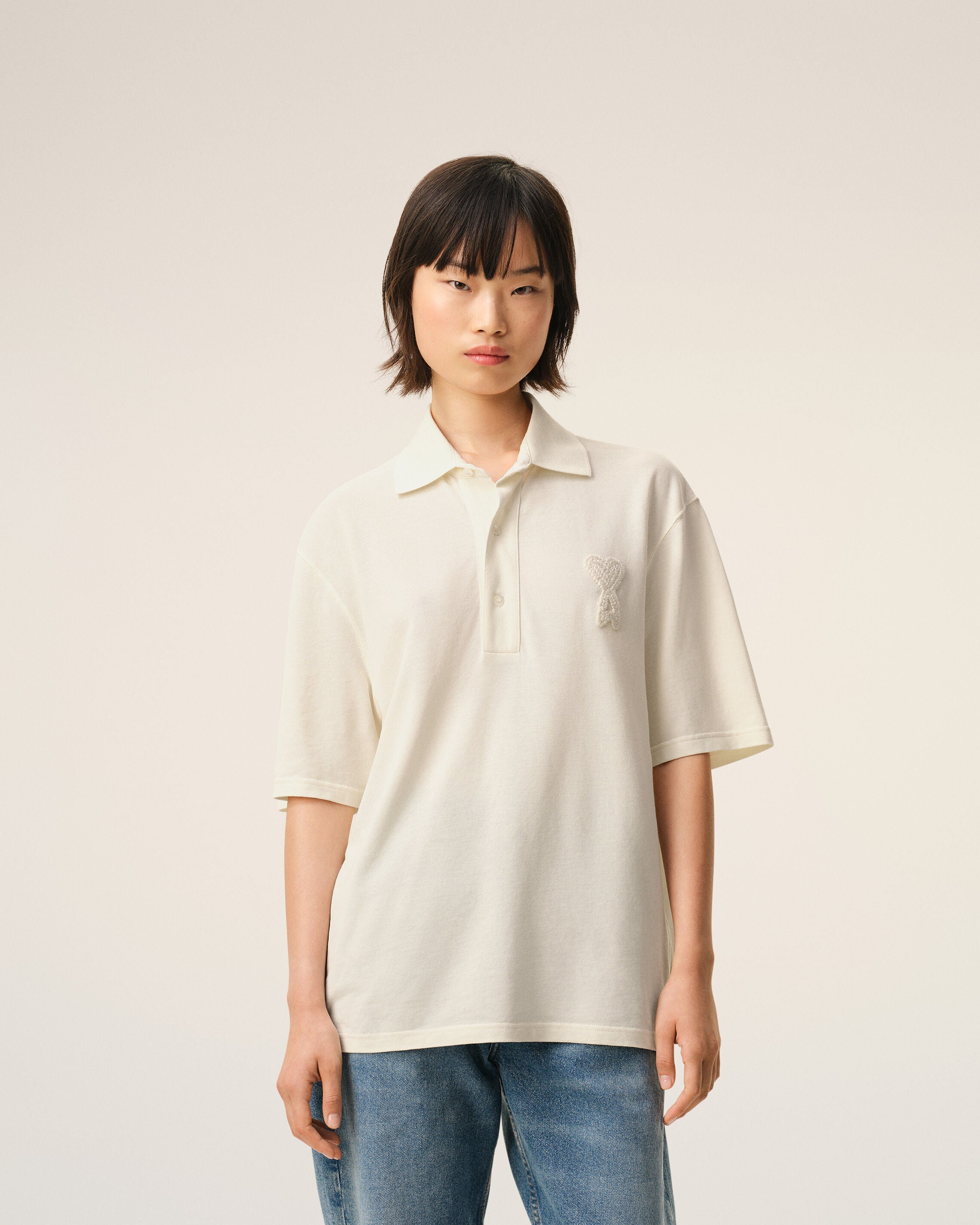 White Cotton Ami De Coeur Knitted Patch Polo