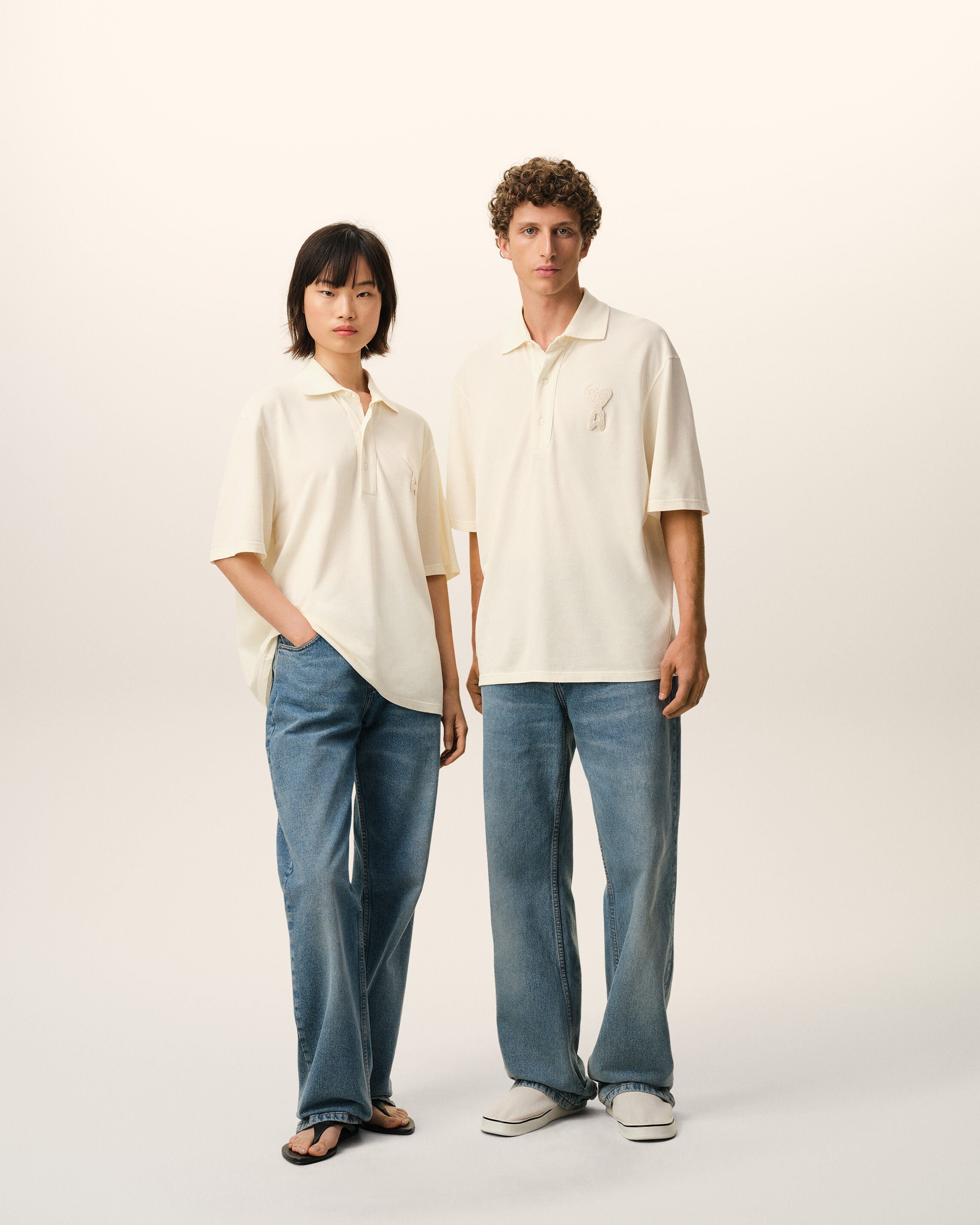 White Cotton Ami De Coeur Knitted Patch Polo