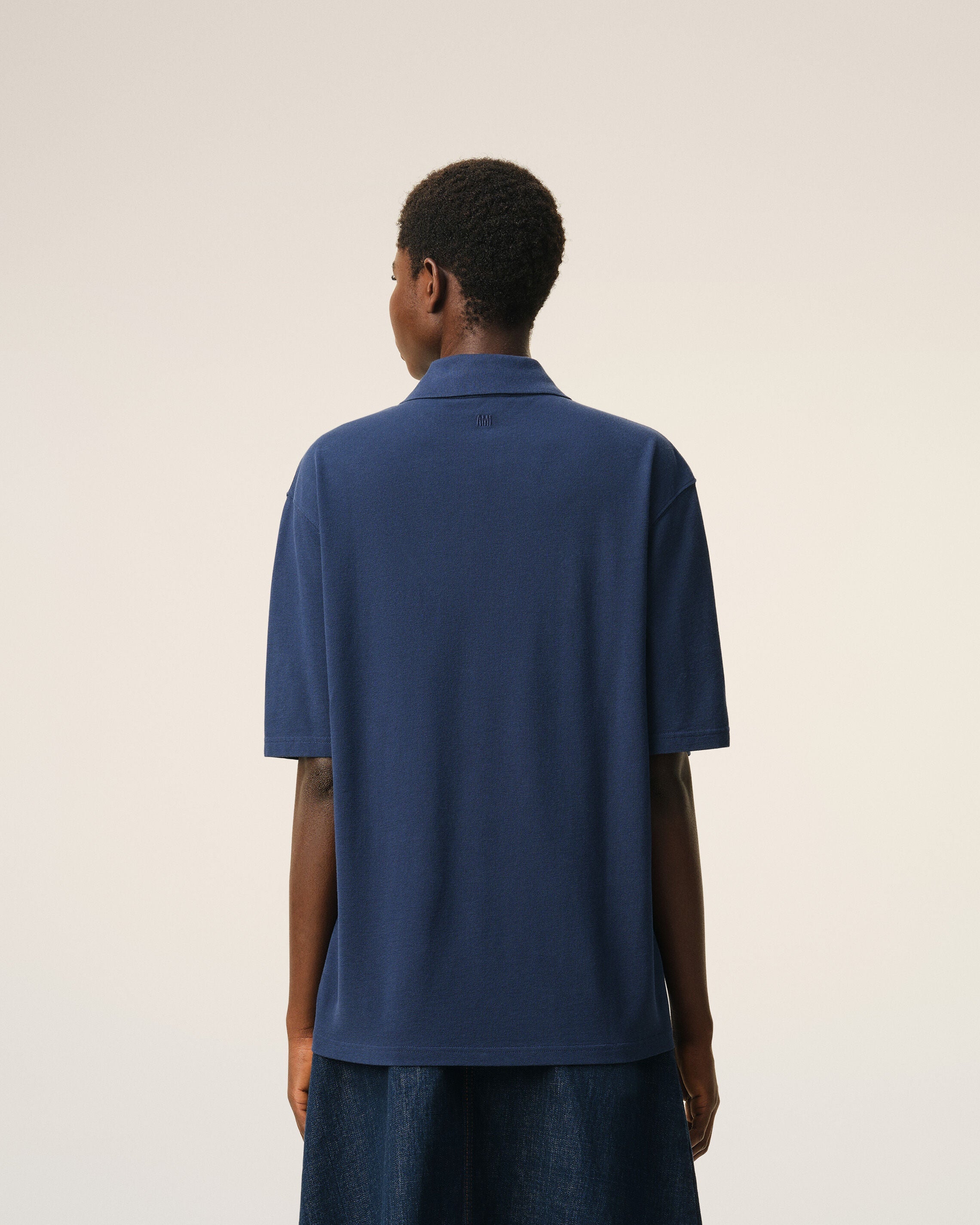 Blue Cotton Ami De Coeur Knitted Patch Polo
