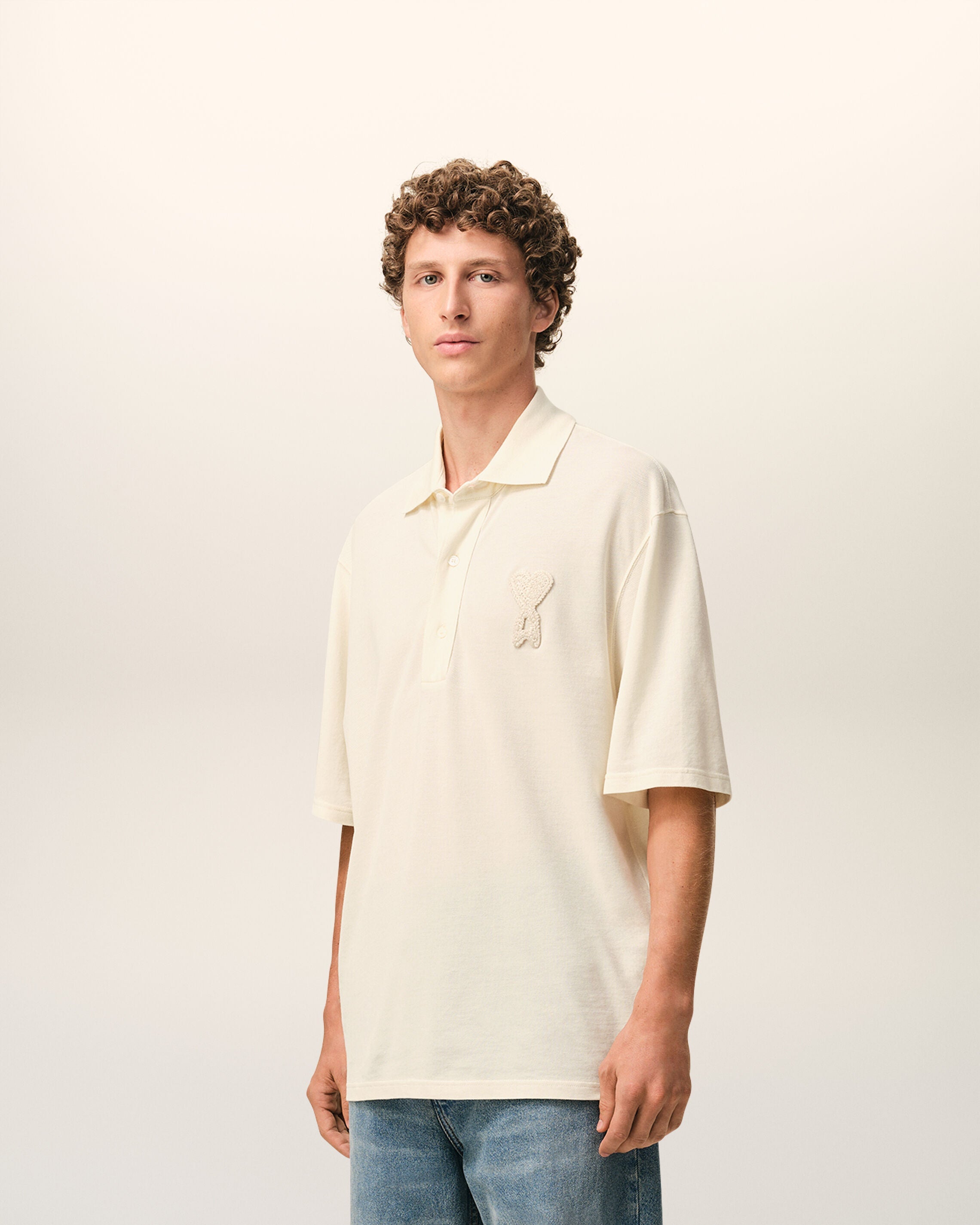 White Cotton Ami De Coeur Knitted Patch Polo
