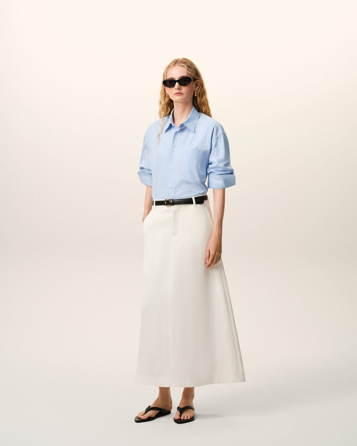Blue Cotton Long Sleeve Ami De Coeur Boxy Shirt