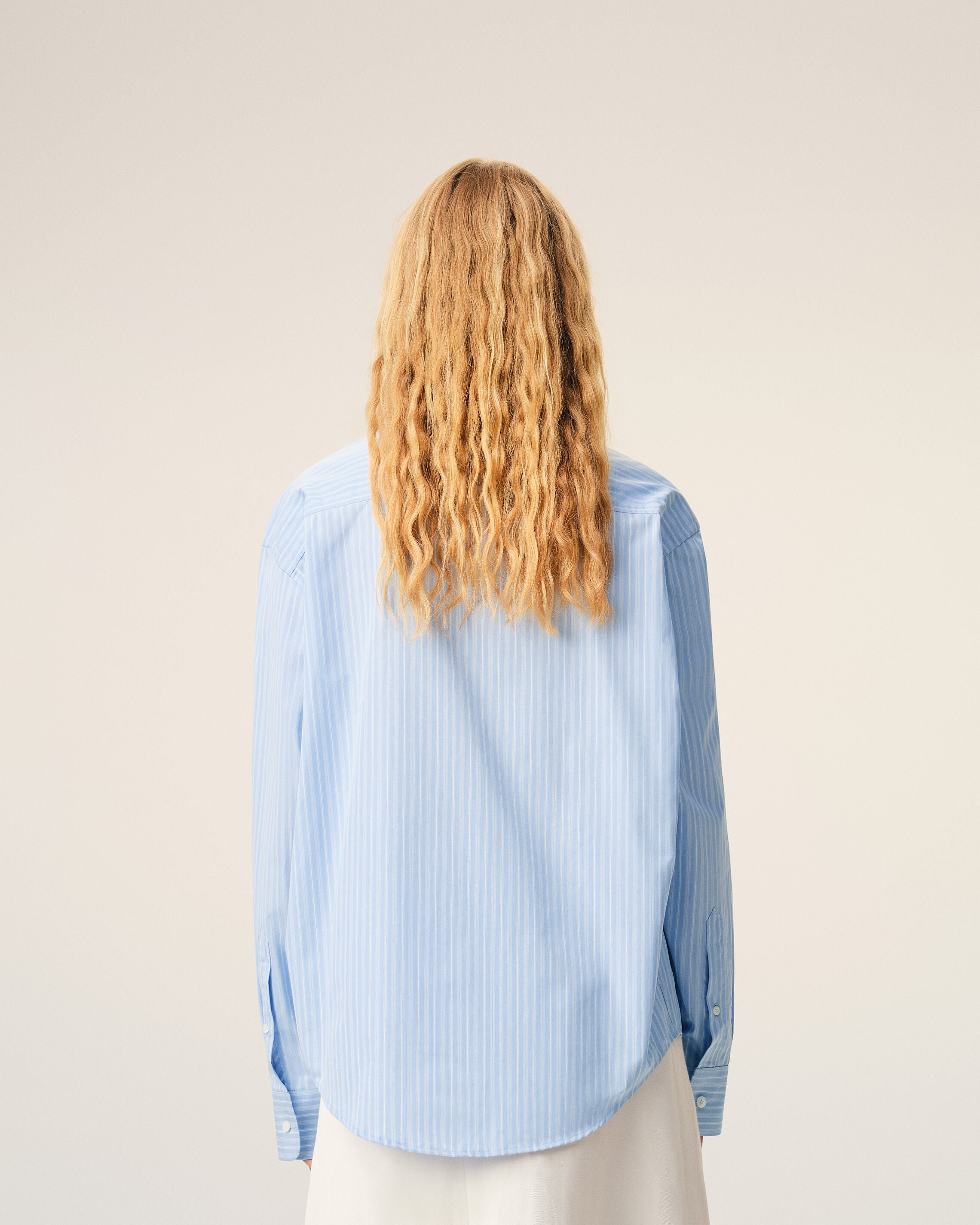 Blue Cotton Long Sleeve Ami De Coeur Boxy Shirt