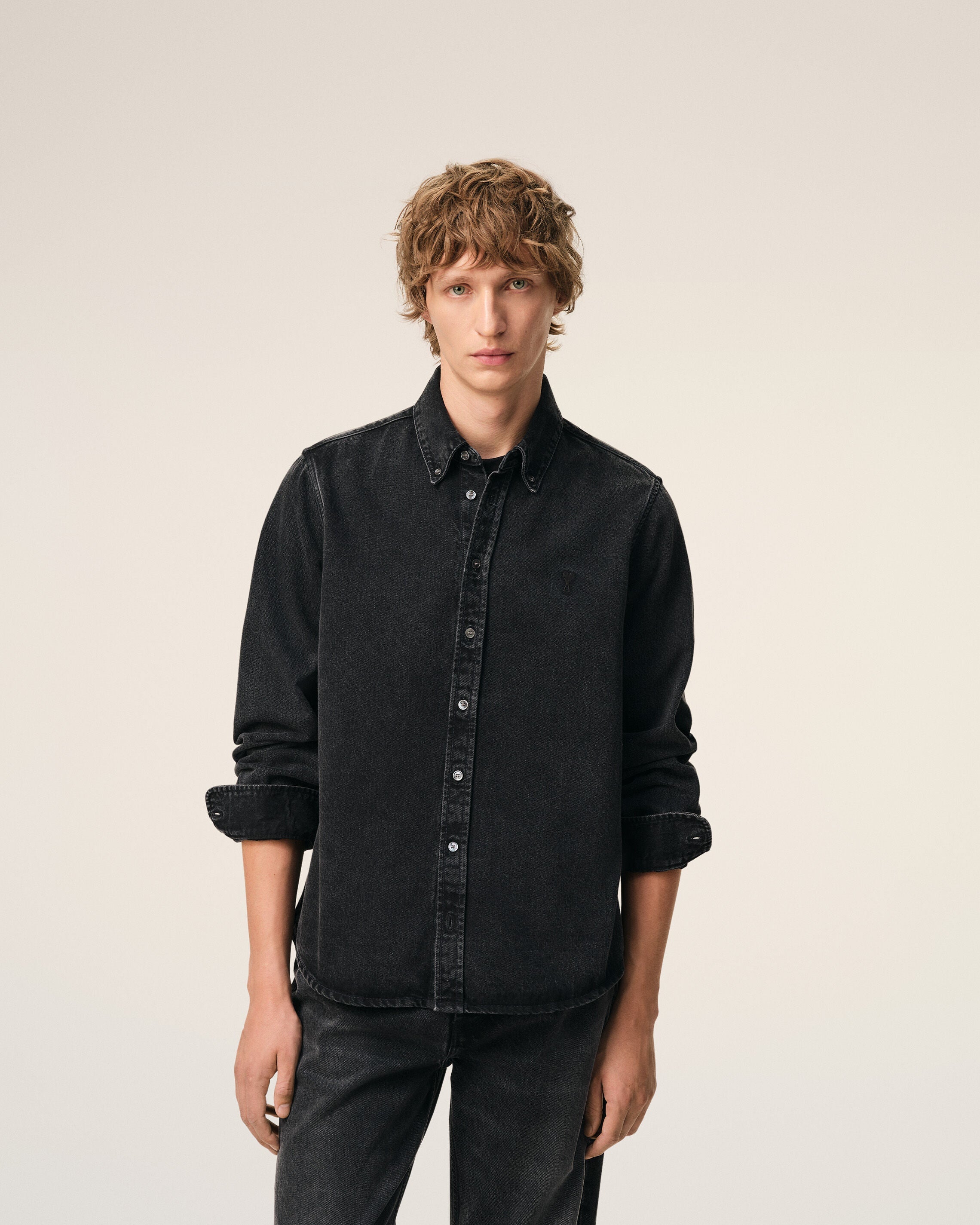 Black Denim Cotton Ami De Coeur Shirt