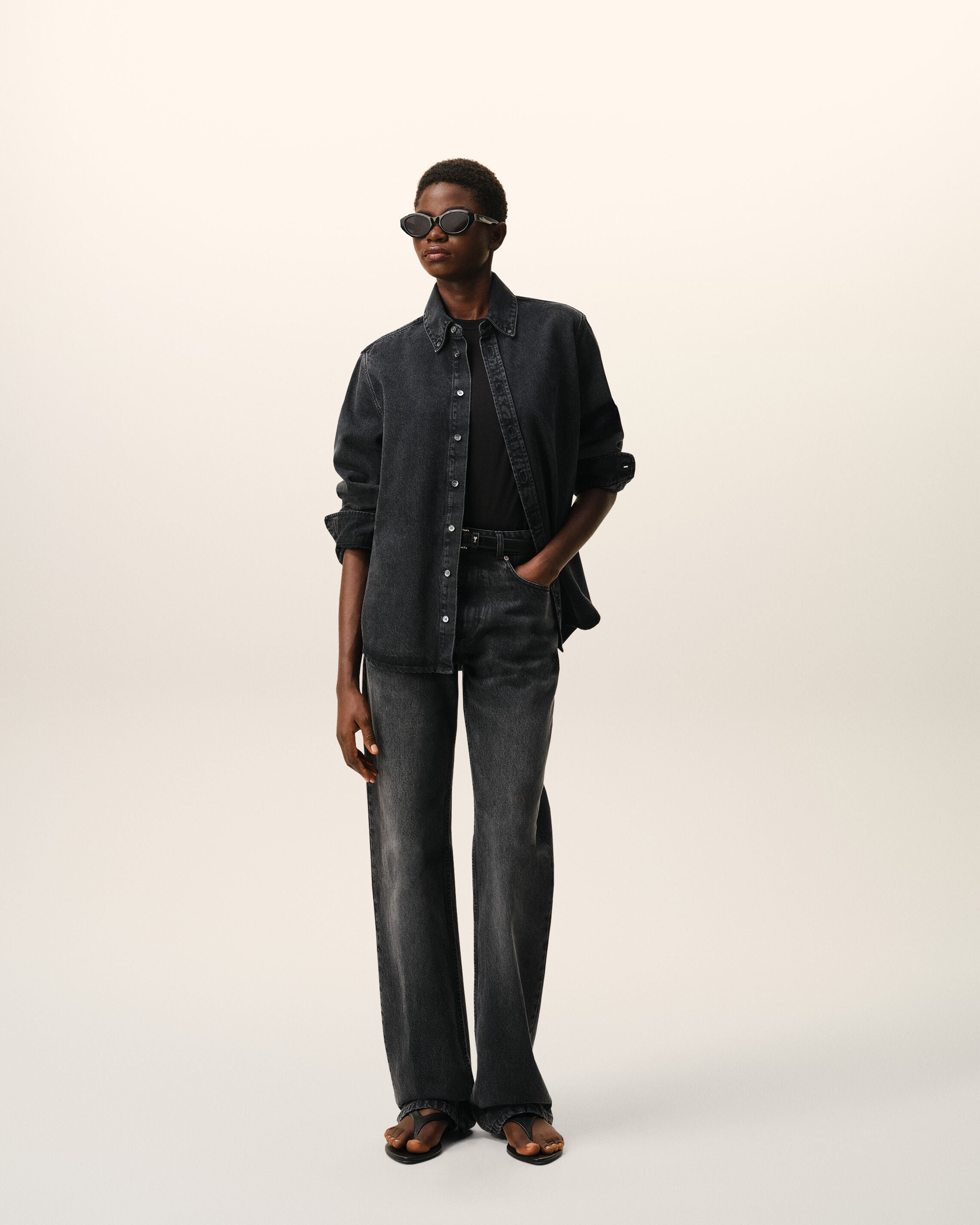 Black Denim Cotton Ami De Coeur Shirt