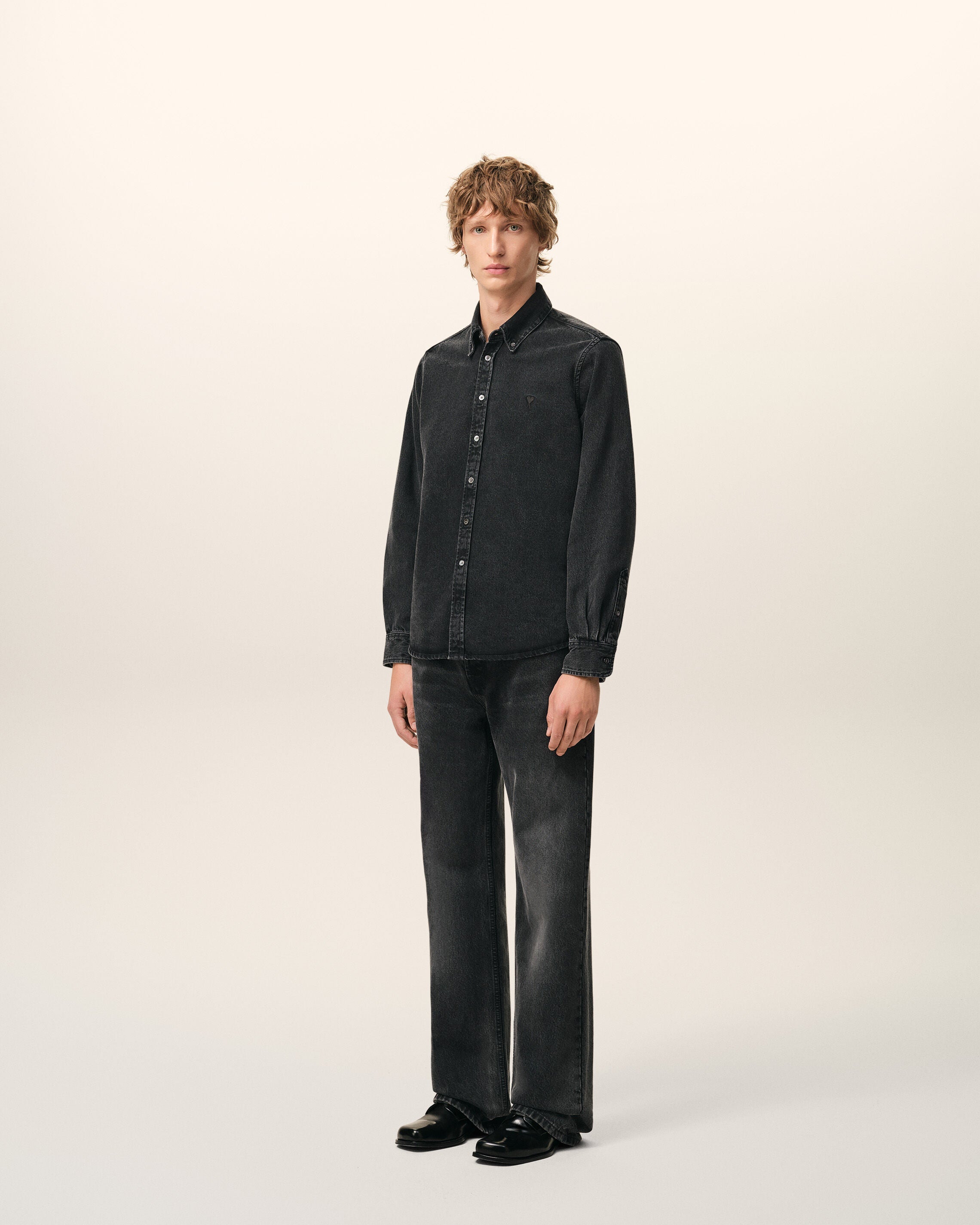 Black Denim Cotton Ami De Coeur Shirt