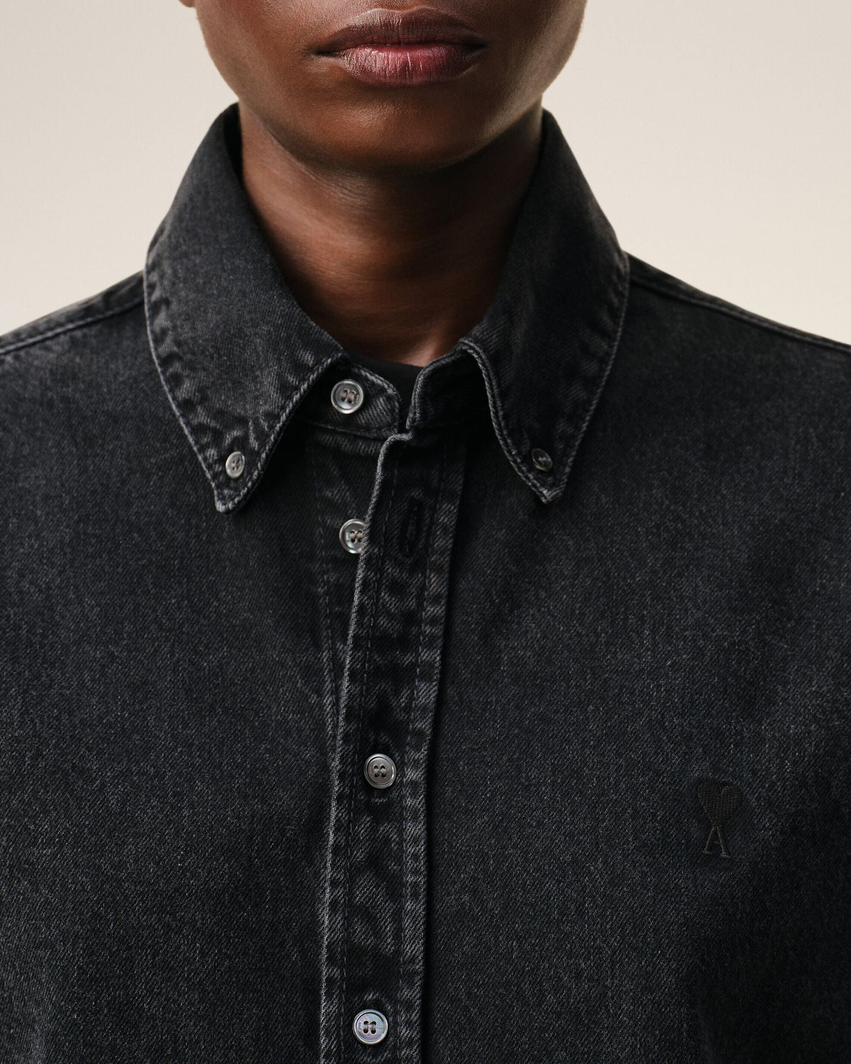 Black Denim Cotton Ami De Coeur Shirt