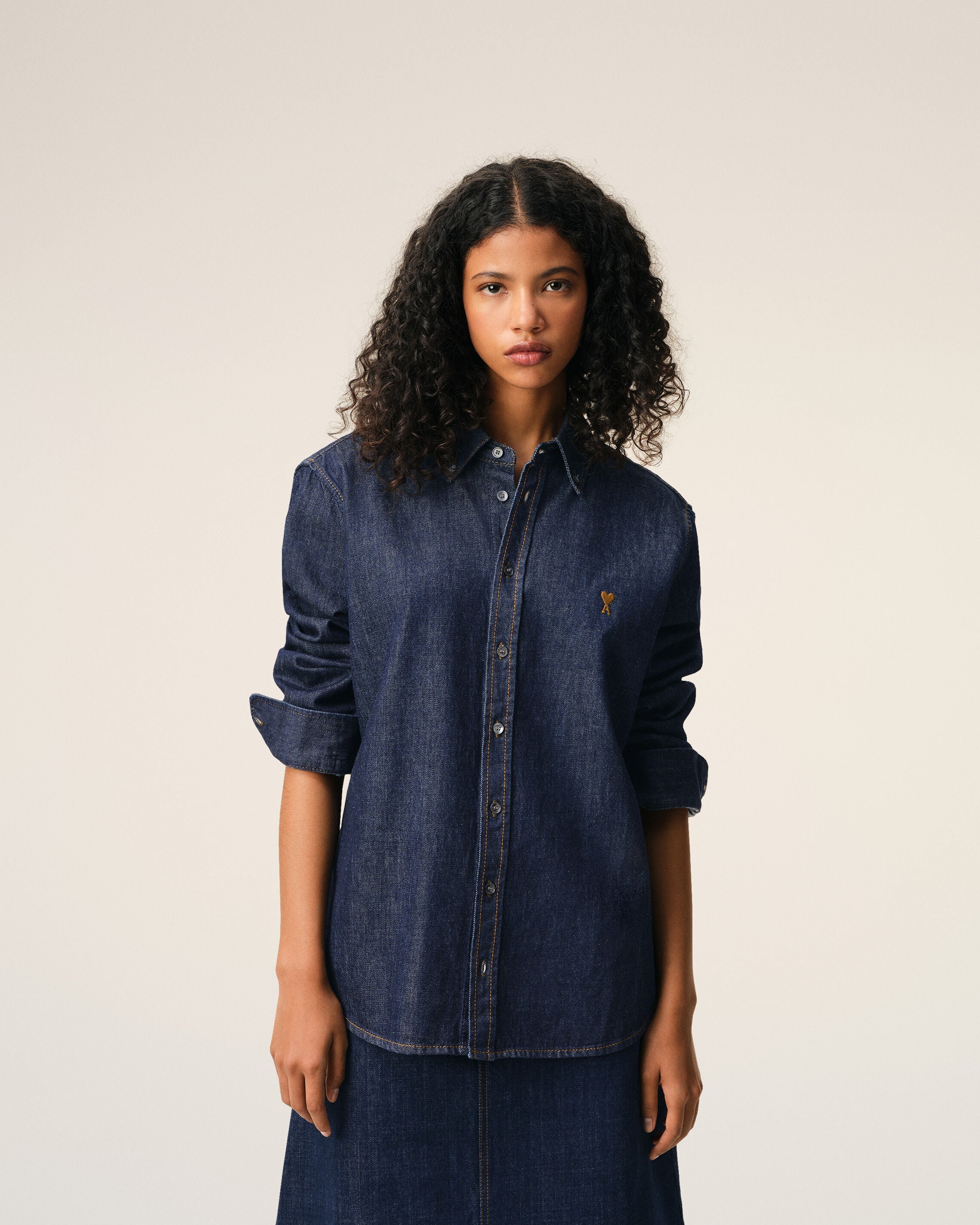 Blue Denim Cotton Ami De Coeur Shirt
