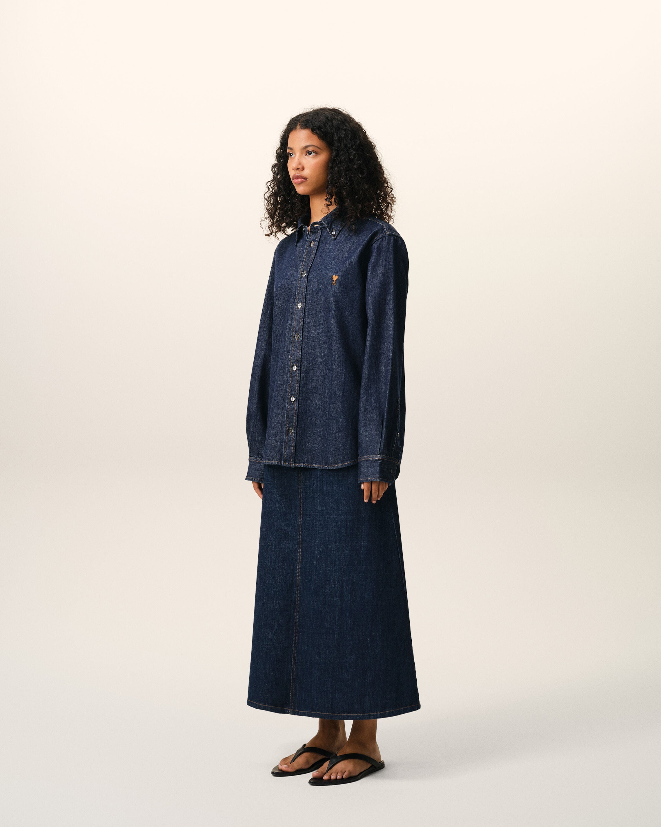Blue Denim Cotton Ami De Coeur Shirt