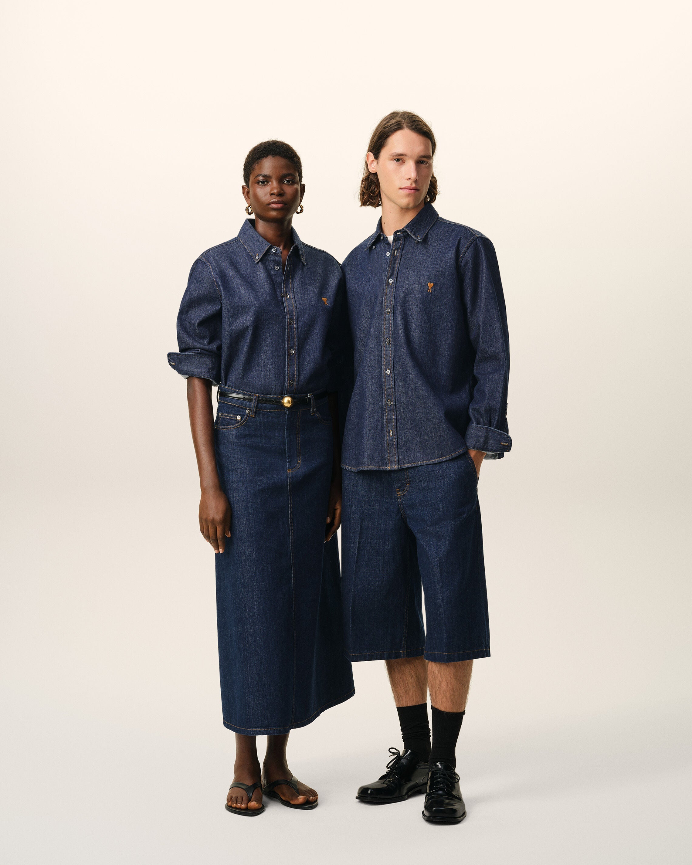 Blue Denim Cotton Ami De Coeur Shirt