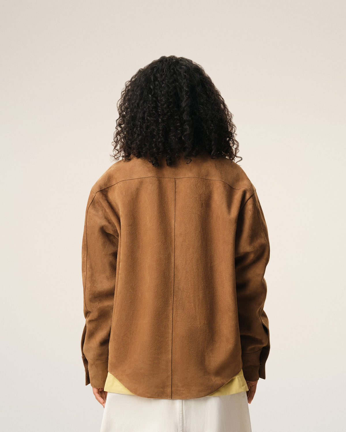 AmiParis Brown Goat Leather Buttoned Overshirt