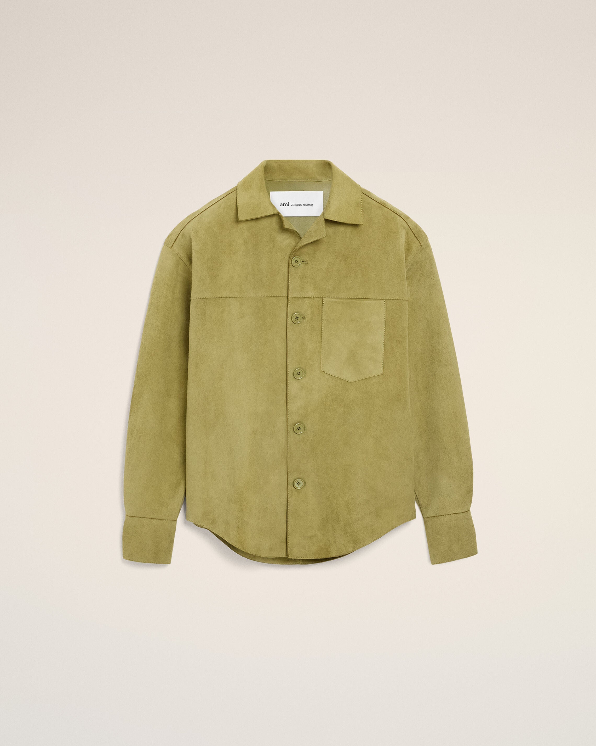 AmiParis Green Goat Leather Buttoned Overshirt