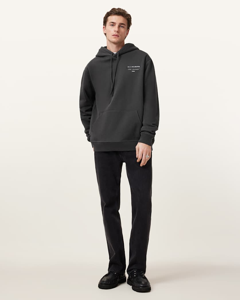AllSaints Redact Pullover Embroidered Logo Hoodie Forest Green