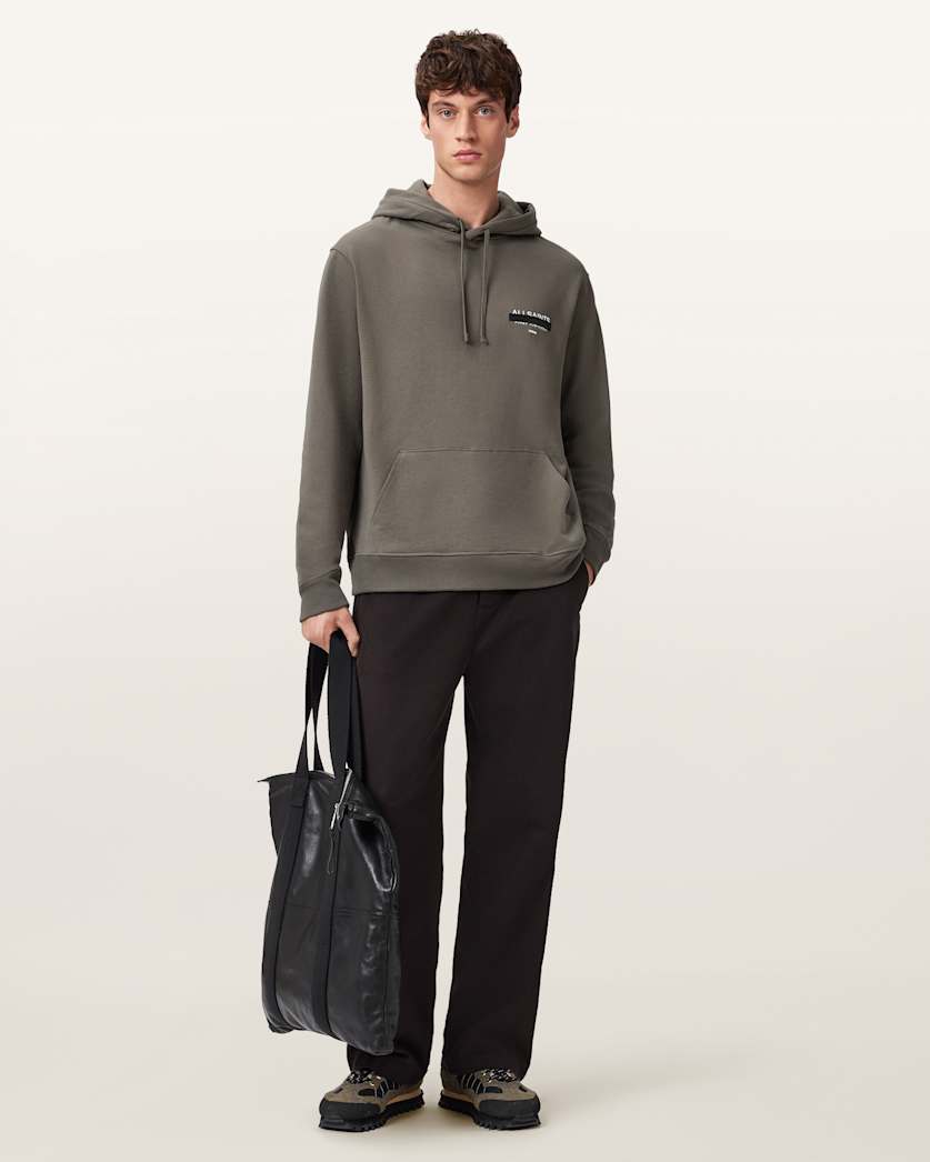 AllSaints Redact Pullover Embroidered Logo Hoodie Forest Green