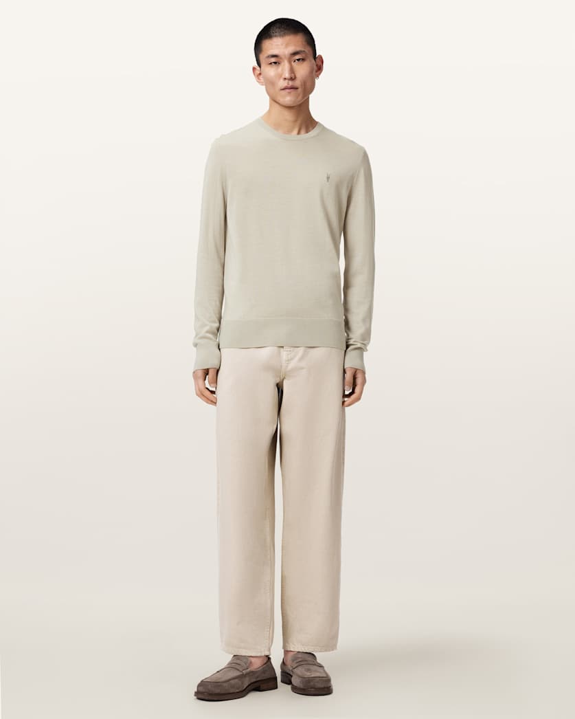 AllSaints Mode Merino Crew Neck Ramskull Sweater Powdered Green
