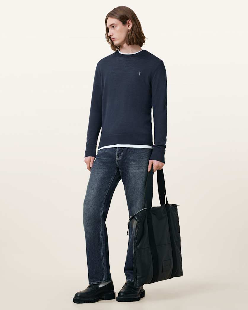AllSaints Mode Merino Crew Neck Ramskull Sweater Powdered Green