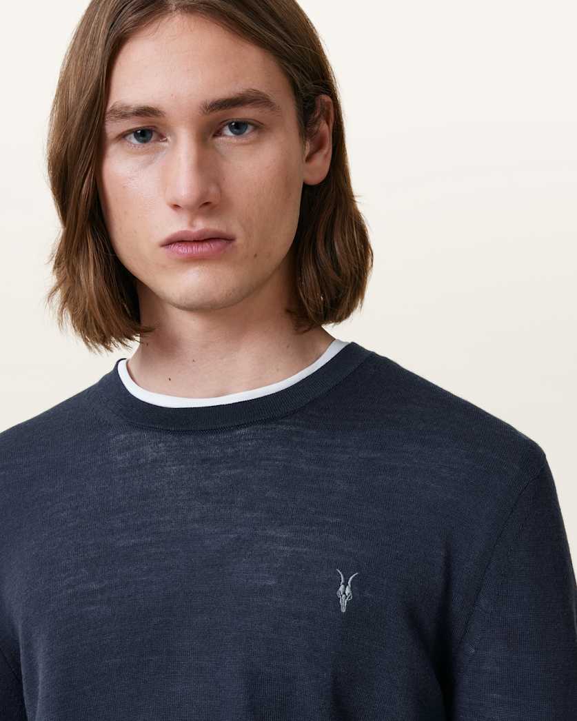 AllSaints Mode Merino Crew Neck Ramskull Sweater Powdered Green