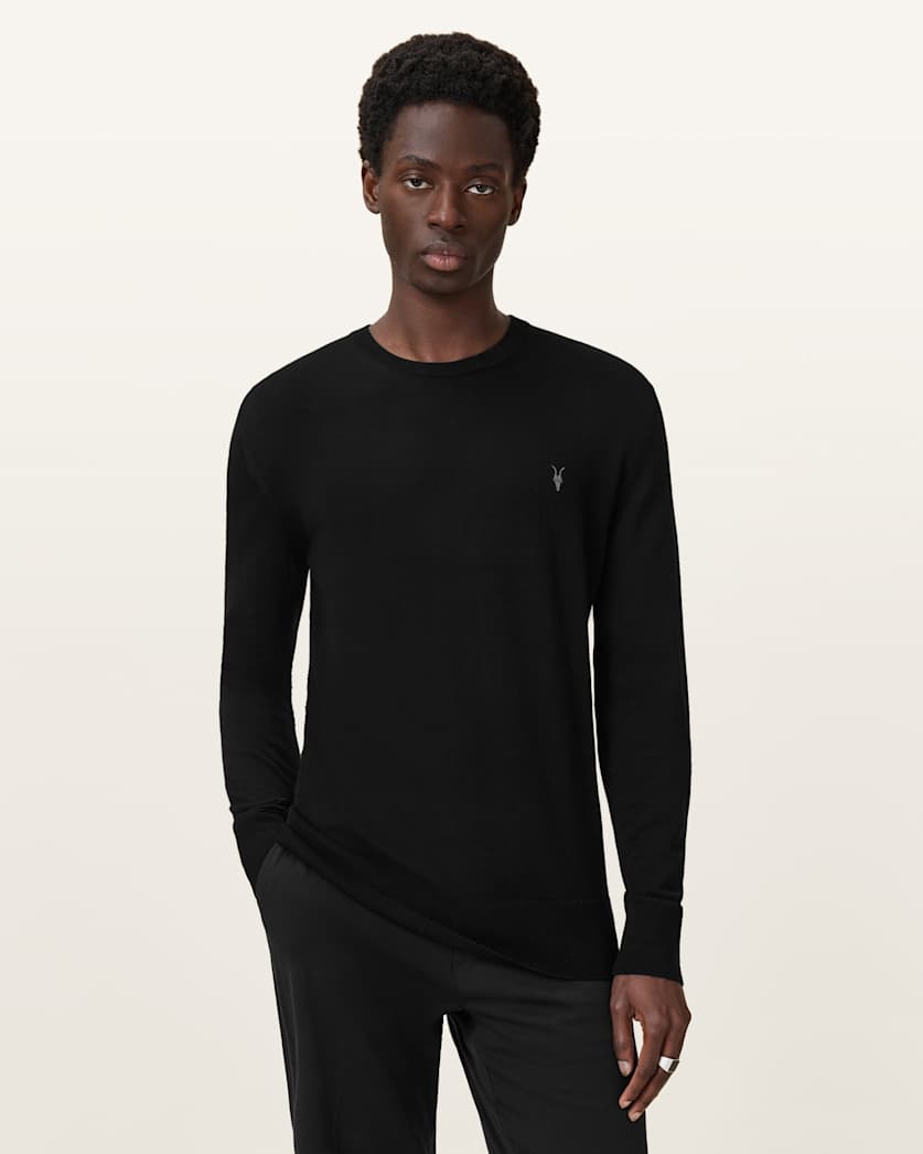 AllSaints Mode Merino Crew Neck Ramskull Sweater Powdered Green