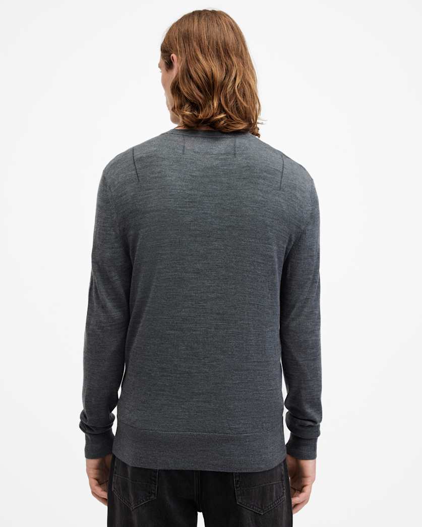 AllSaints Mode Merino Crew Neck Ramskull Sweater Powdered Green