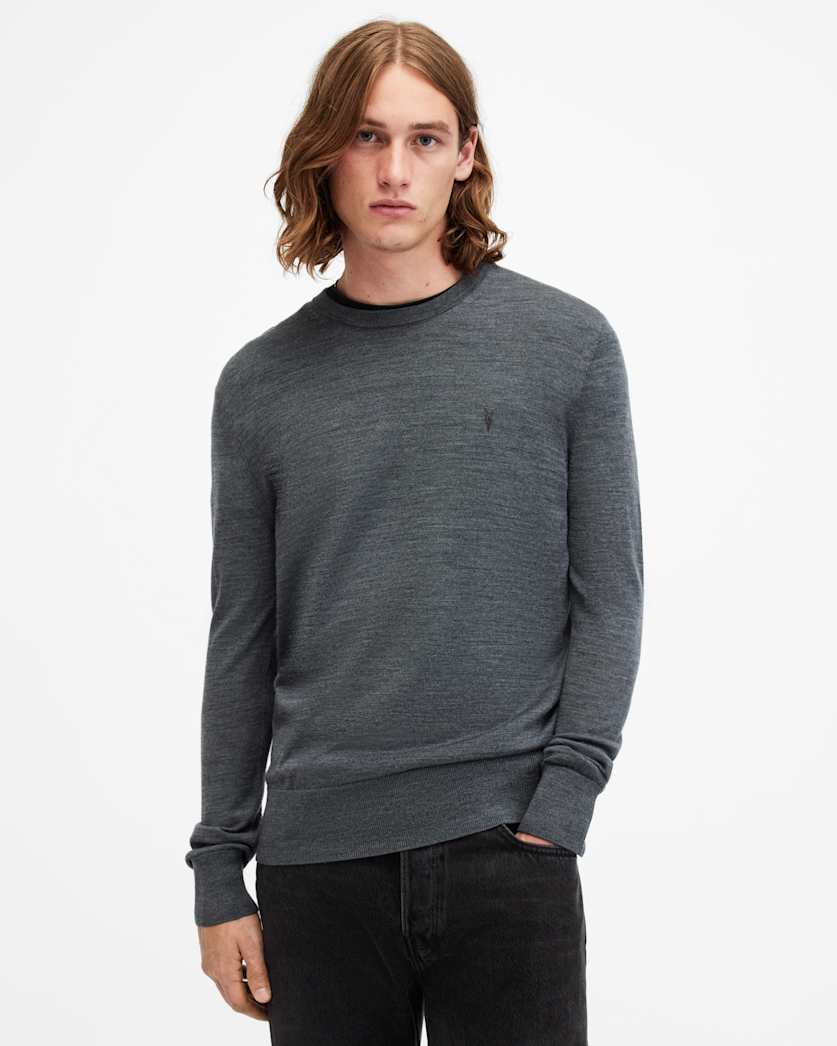 AllSaints Mode Merino Crew Neck Ramskull Sweater Powdered Green