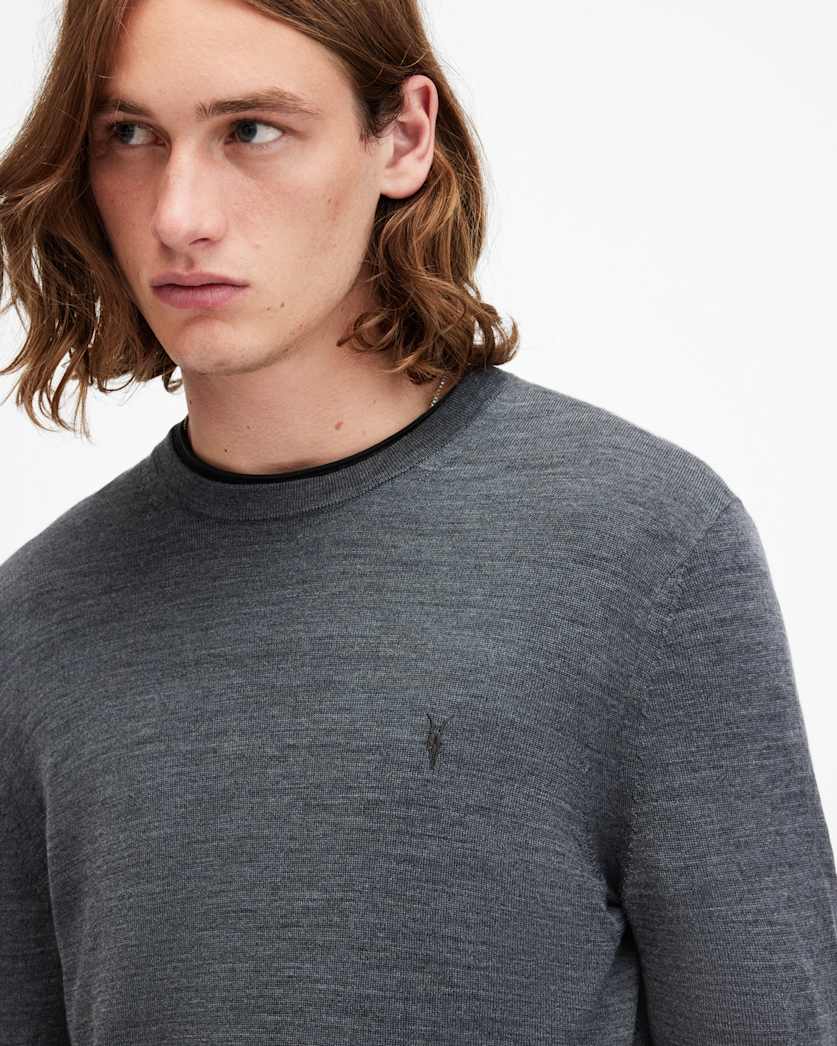 AllSaints Mode Merino Crew Neck Ramskull Sweater Powdered Green