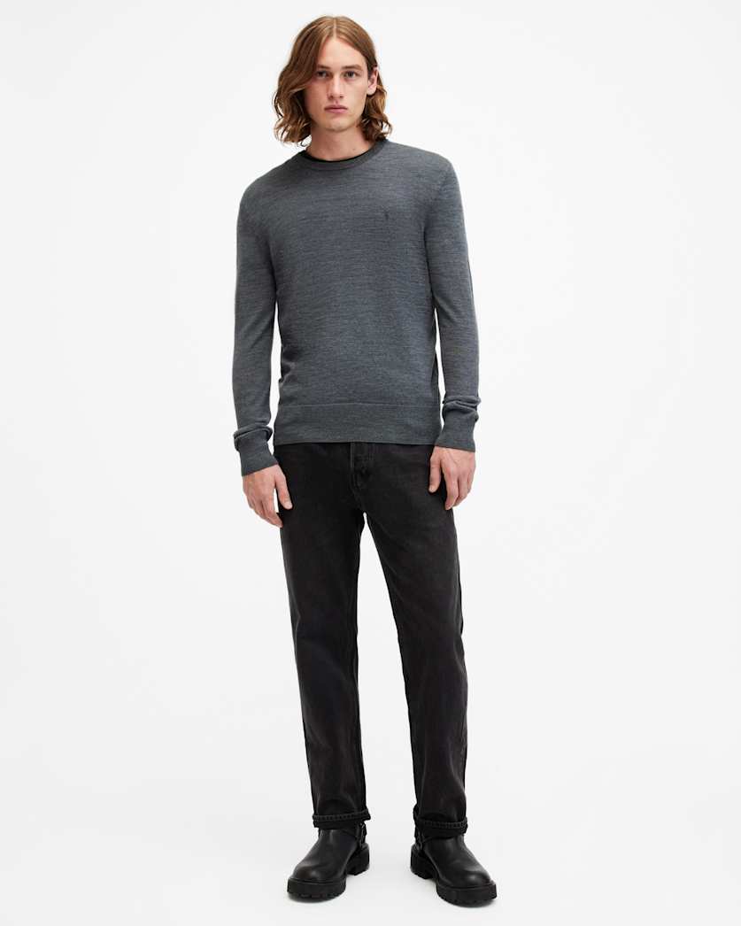 AllSaints Mode Merino Crew Neck Ramskull Sweater Powdered Green