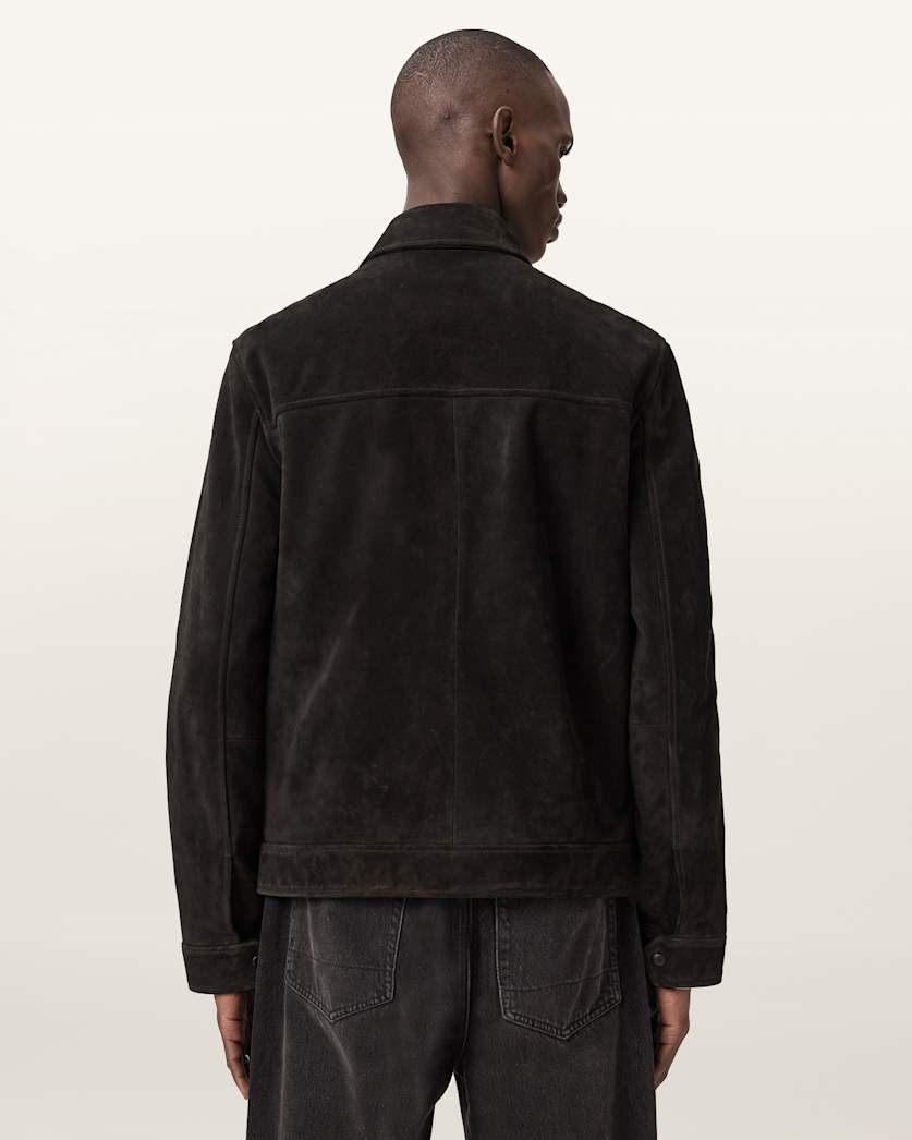 AllSaints Nates Suede Slim Fit Jacket Tanner Black