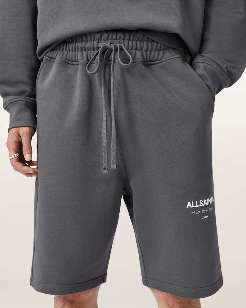 AllSaints Underground Relaxed Fit Sweat Shorts Dark Steel Blue