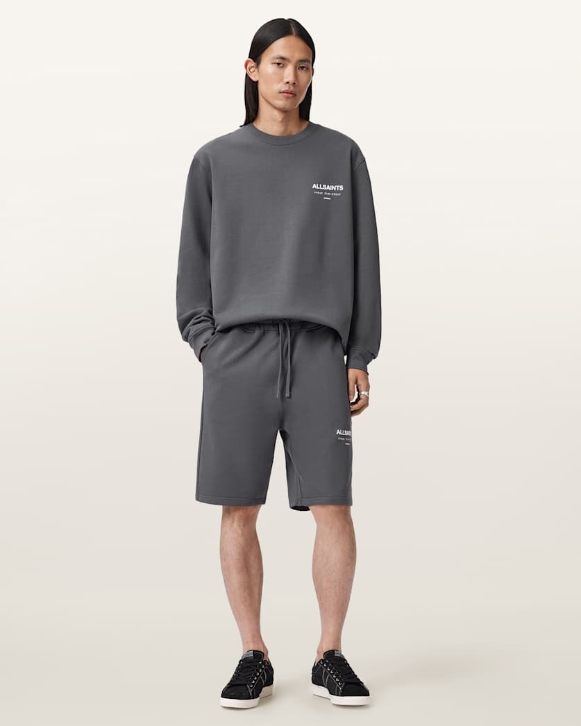 AllSaints Underground Relaxed Fit Sweat Shorts Dark Steel Blue
