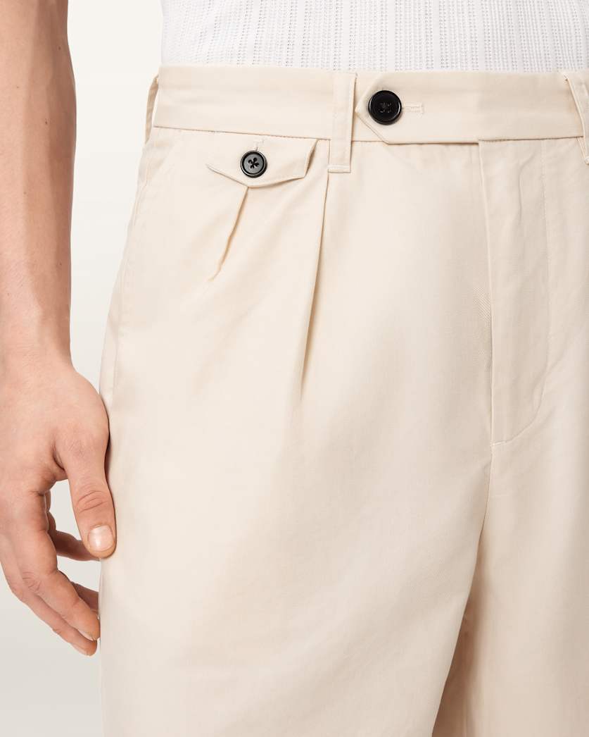 AllSaints Conway Wide Leg Pleated Pants Sandshell Taupe