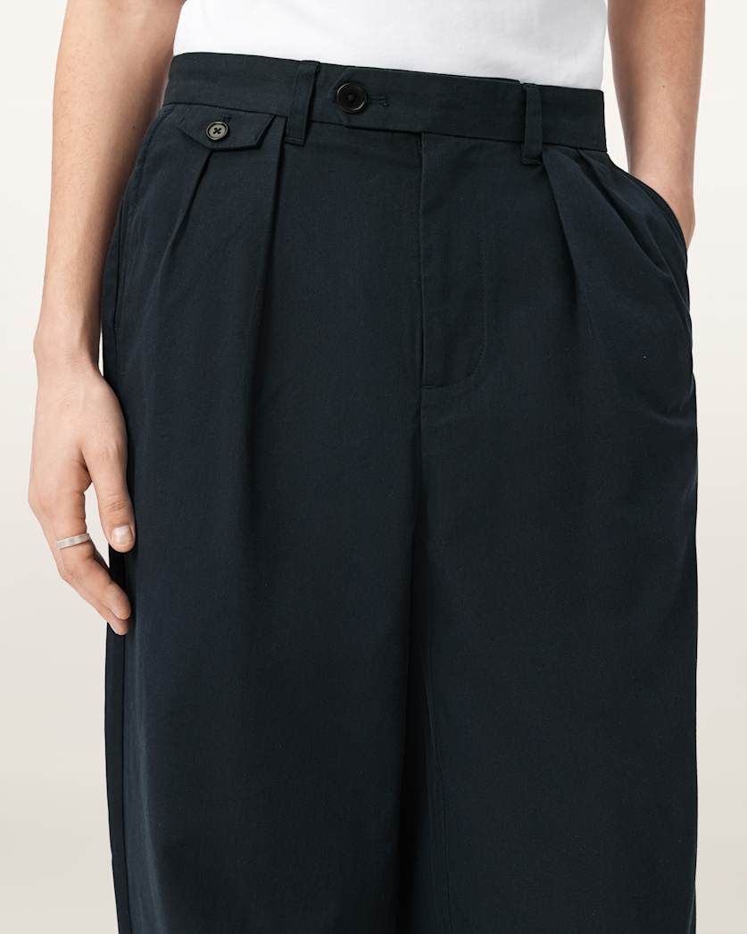 AllSaints Conway Wide Leg Pleated Pants Sandshell Taupe
