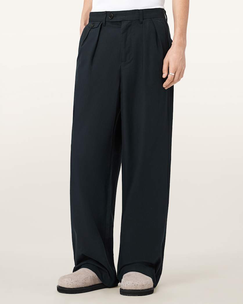 AllSaints Conway Wide Leg Pleated Pants Sandshell Taupe