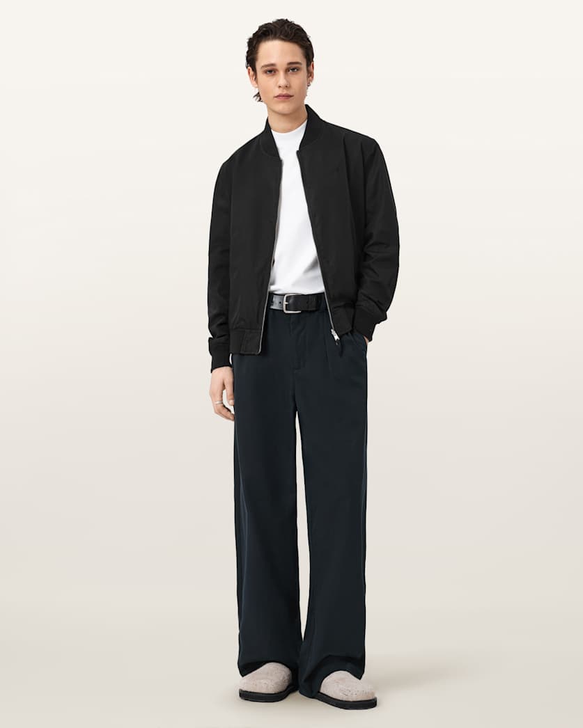 AllSaints Conway Wide Leg Pleated Pants Sandshell Taupe
