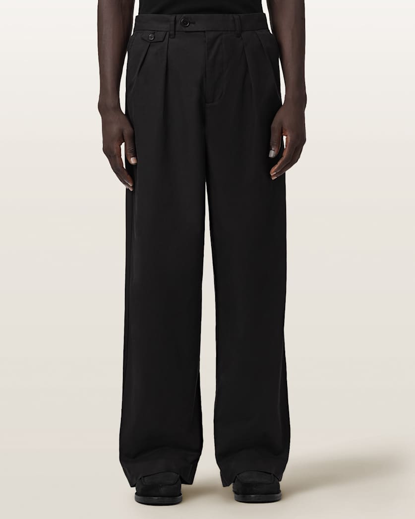 AllSaints Conway Wide Leg Pleated Pants Sandshell Taupe