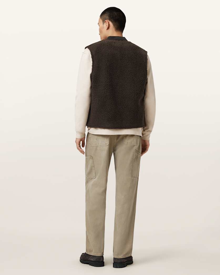 AllSaints Mullen Carpenter Wide Fit Denim Jeans Light Ash Green