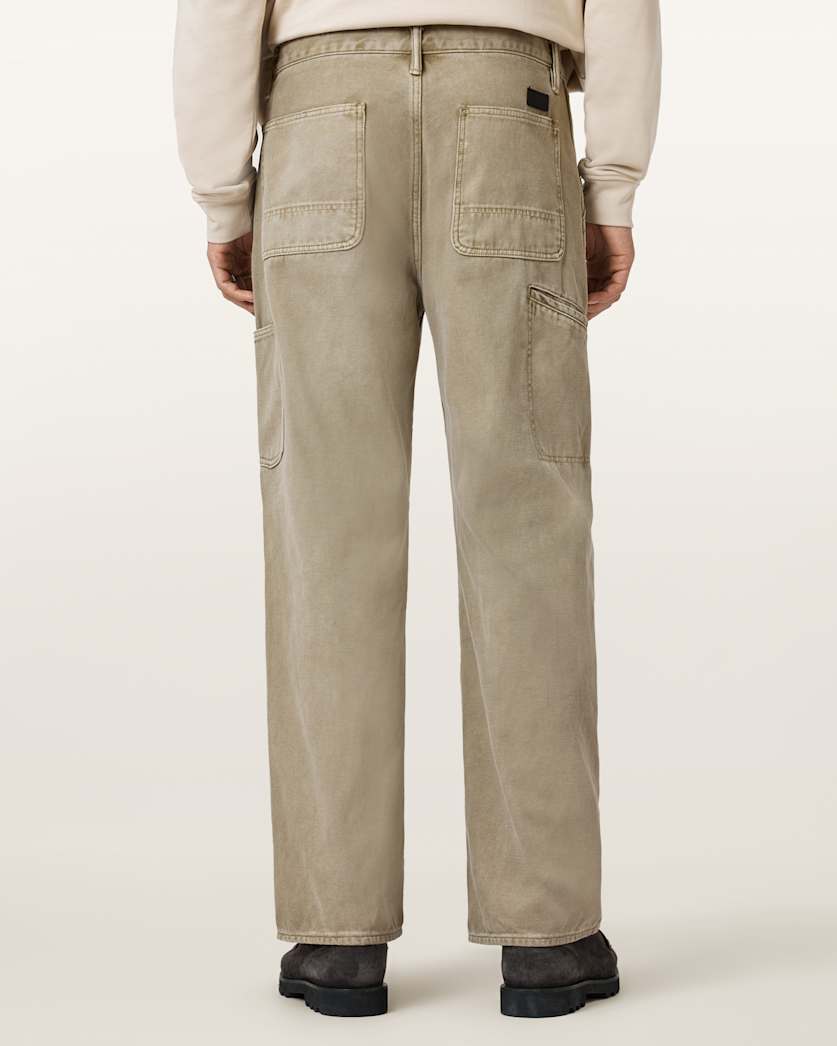 AllSaints Mullen Carpenter Wide Fit Denim Jeans Light Ash Green